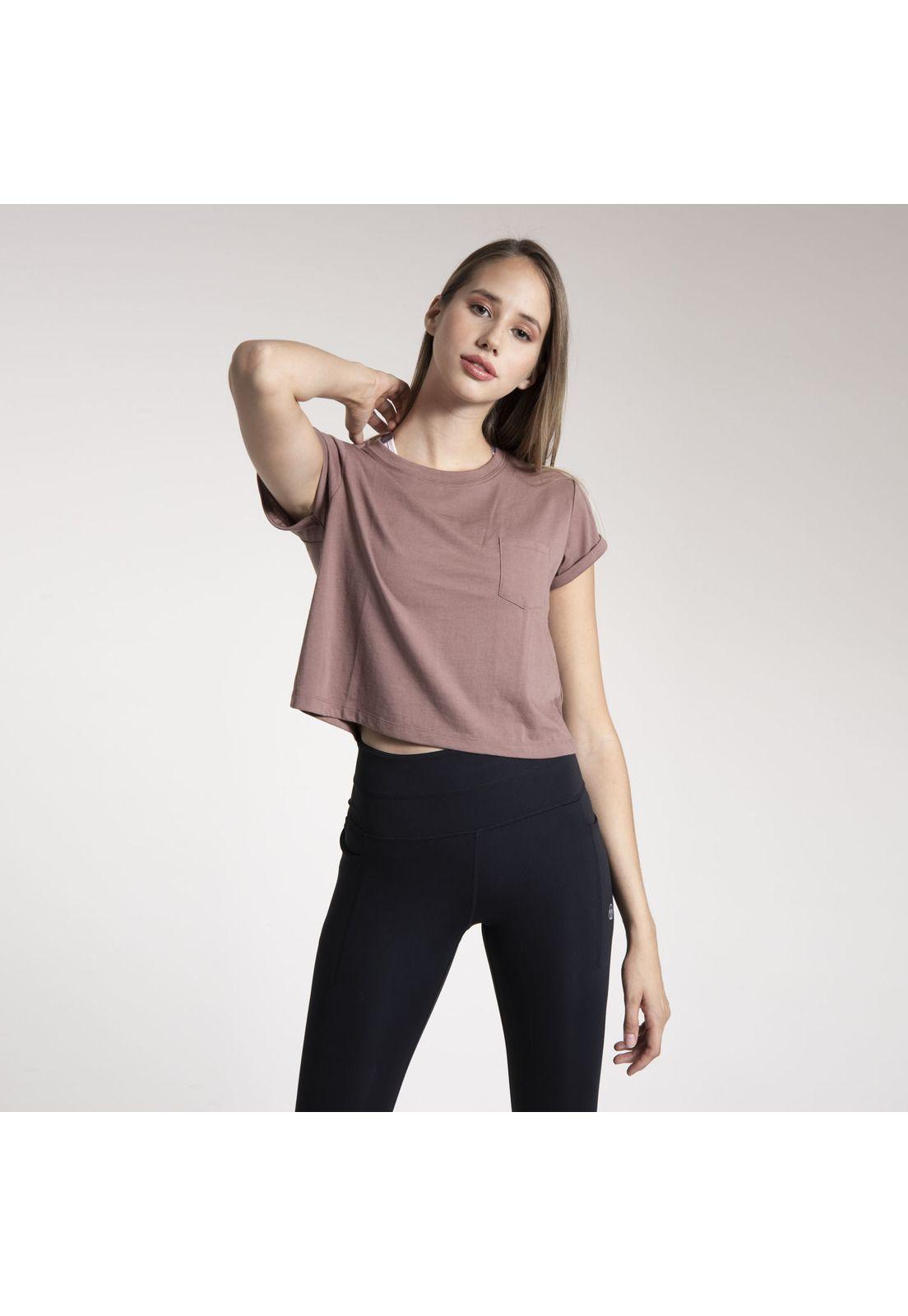 Polera M/C Mujer Printed Crew Neck Burdeo-0