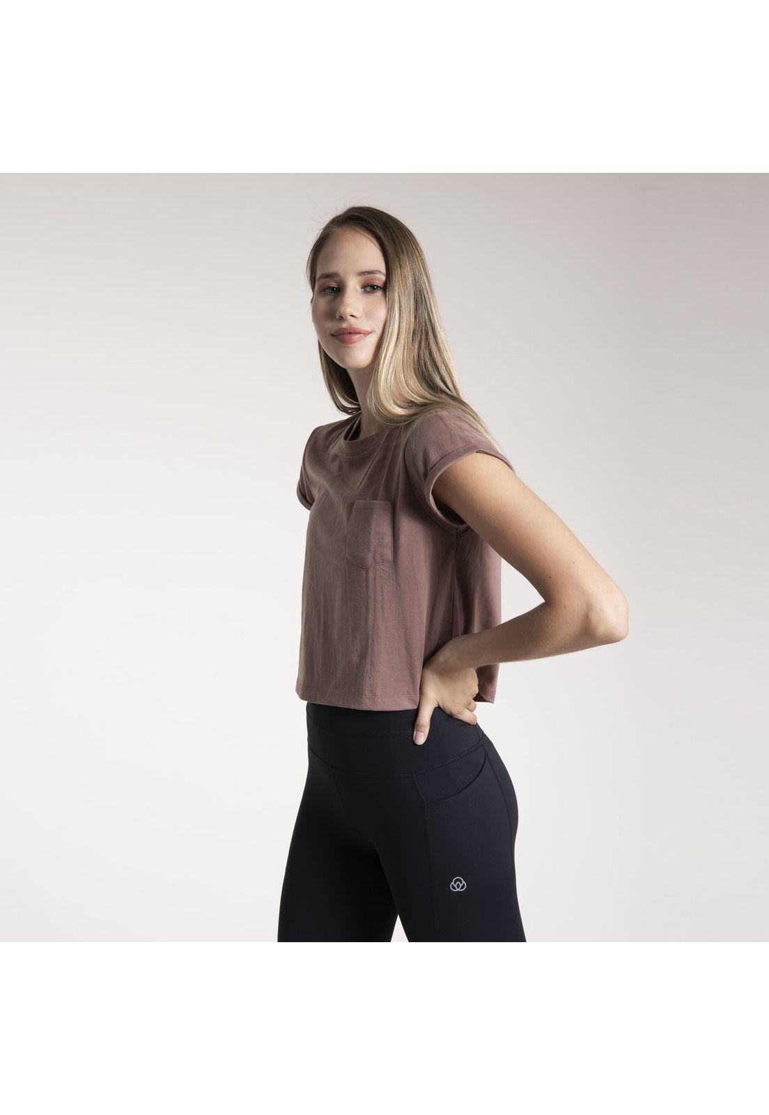 Polera M/C Mujer Printed Crew Neck Burdeo-1