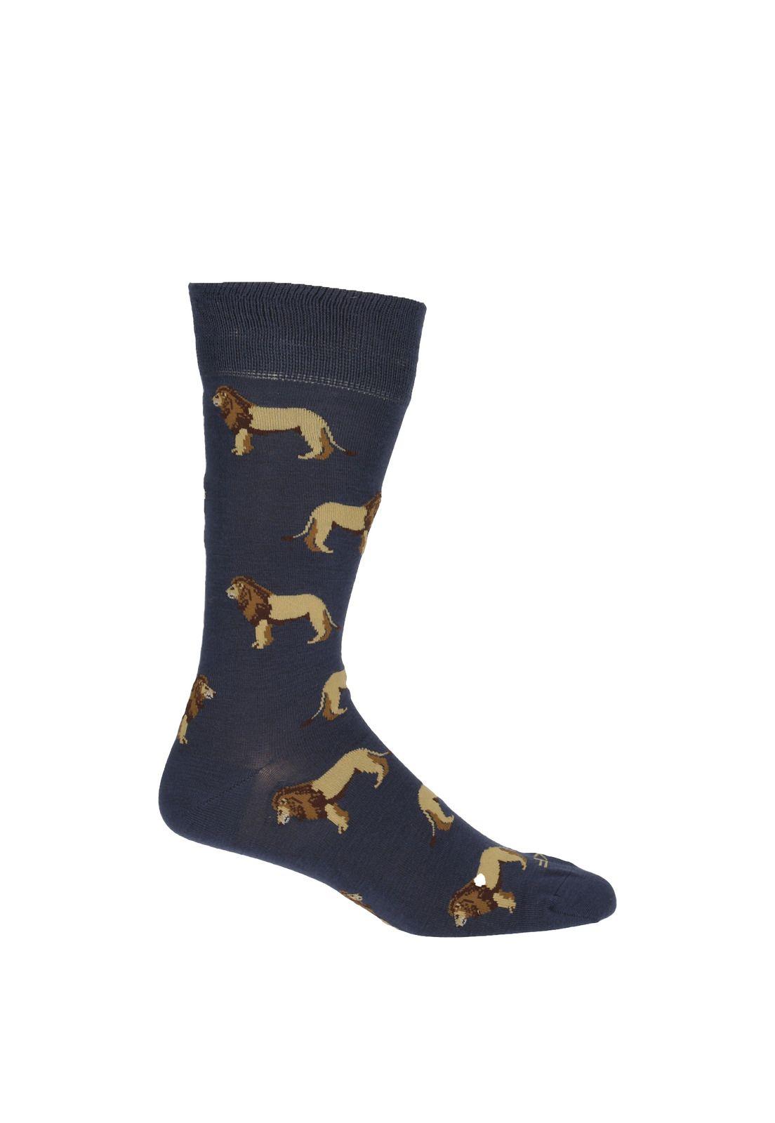 Calcetín Hombre Lion Azul-0