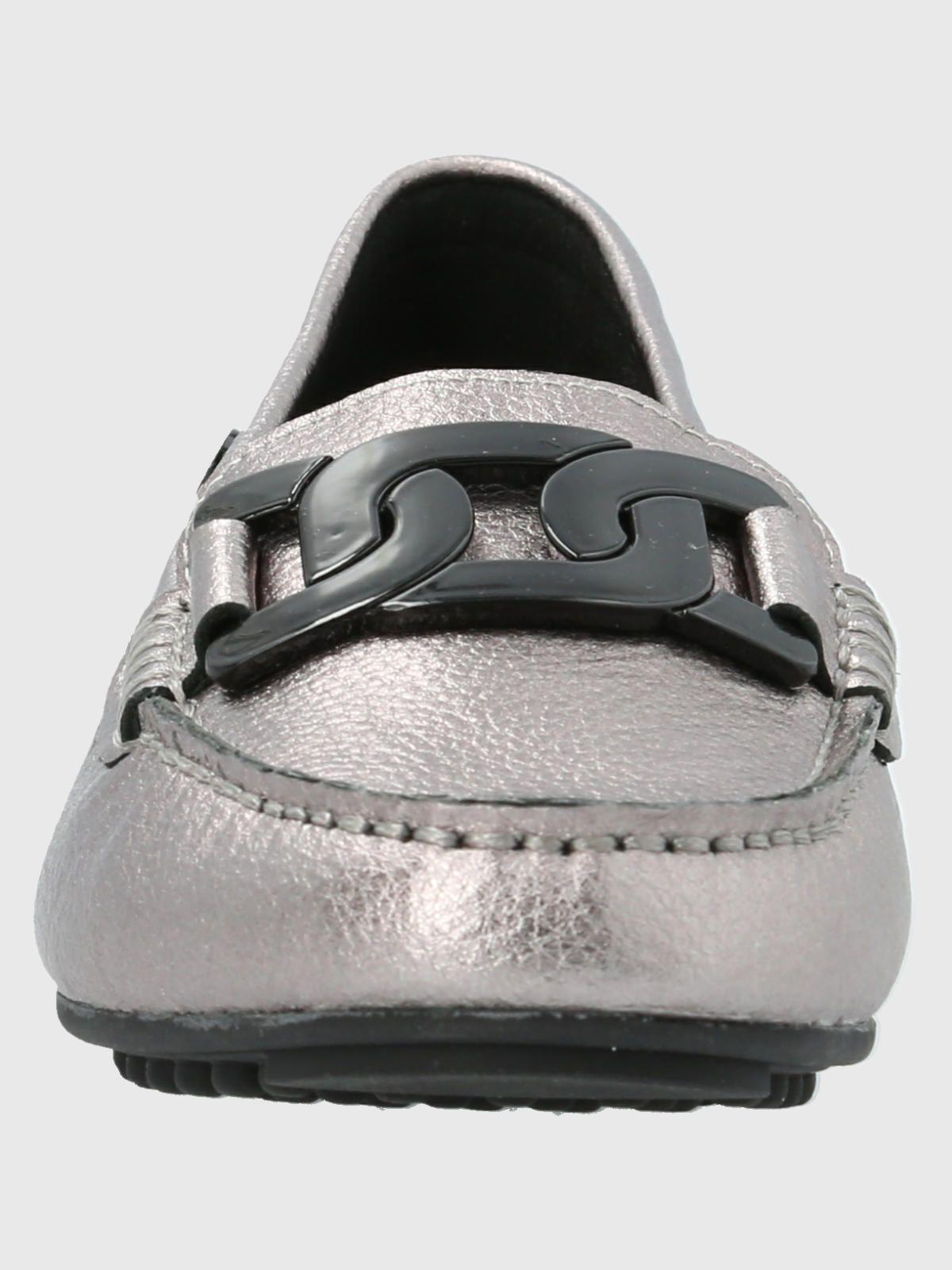 Mocasín Cuero Mujer Simona Plateado-3