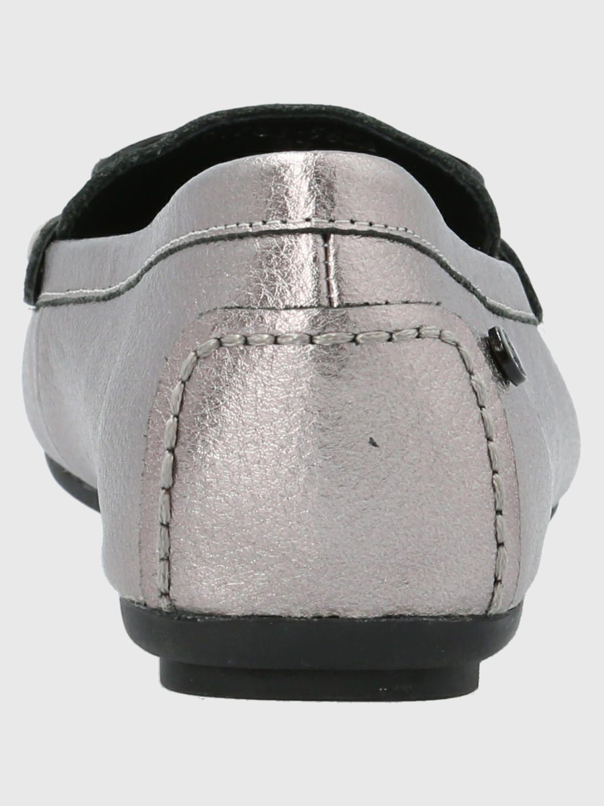 Mocasín Cuero Mujer Simona Plateado-6