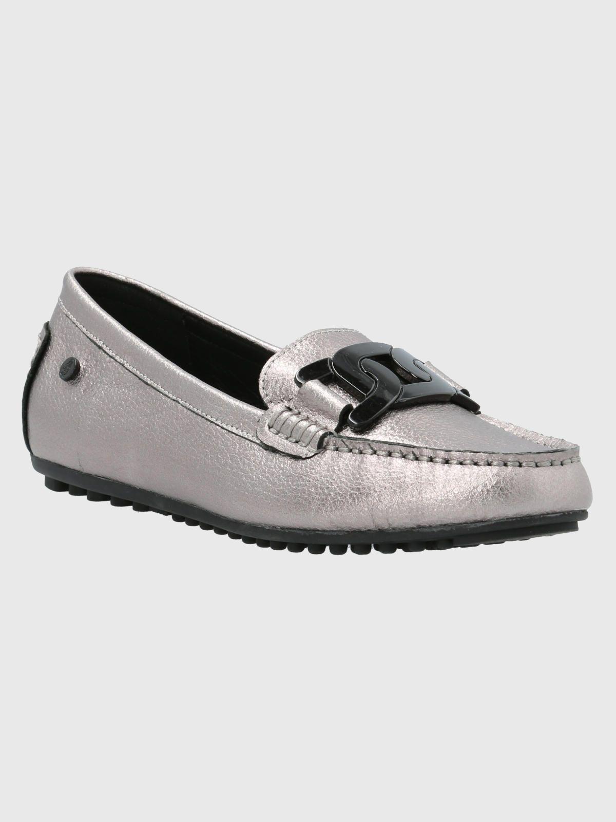 Mocasín Cuero Mujer Simona Plateado-0