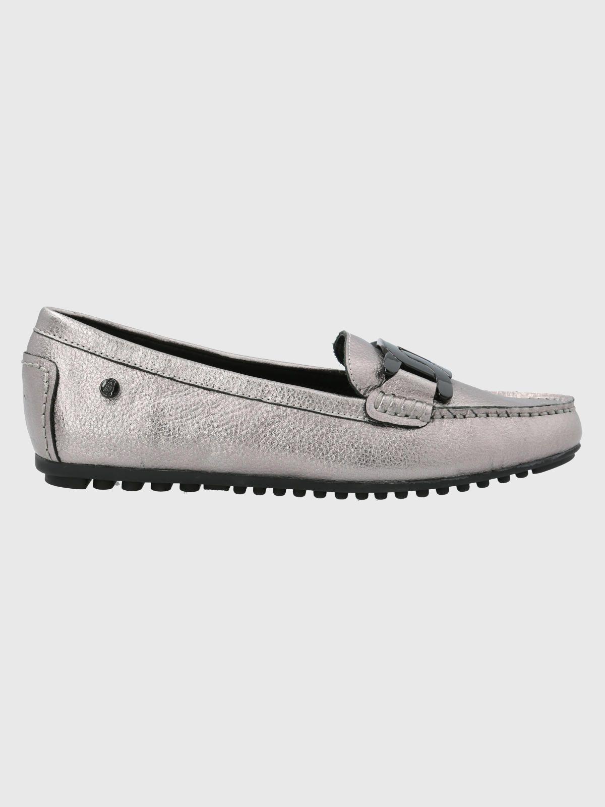 Mocasín Cuero Mujer Simona Plateado-1