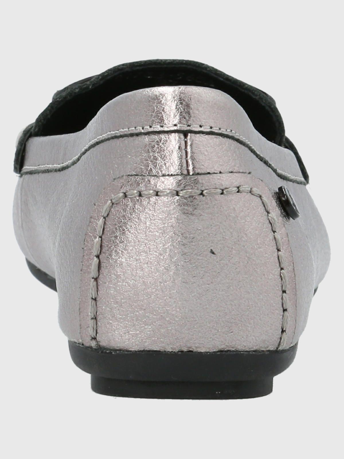 Mocasín Cuero Mujer Simona Plateado-6
