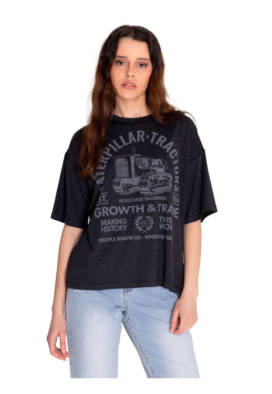 Polera Manga Corta Mujer Boxy Novelty Tee 2 Negro-0