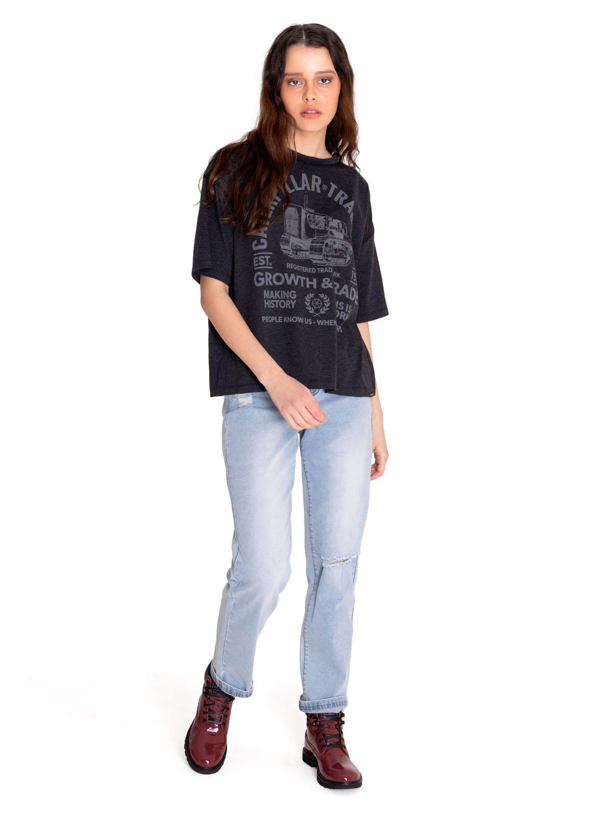 Polera Manga Corta Mujer Boxy Novelty Tee 2 Negro-5