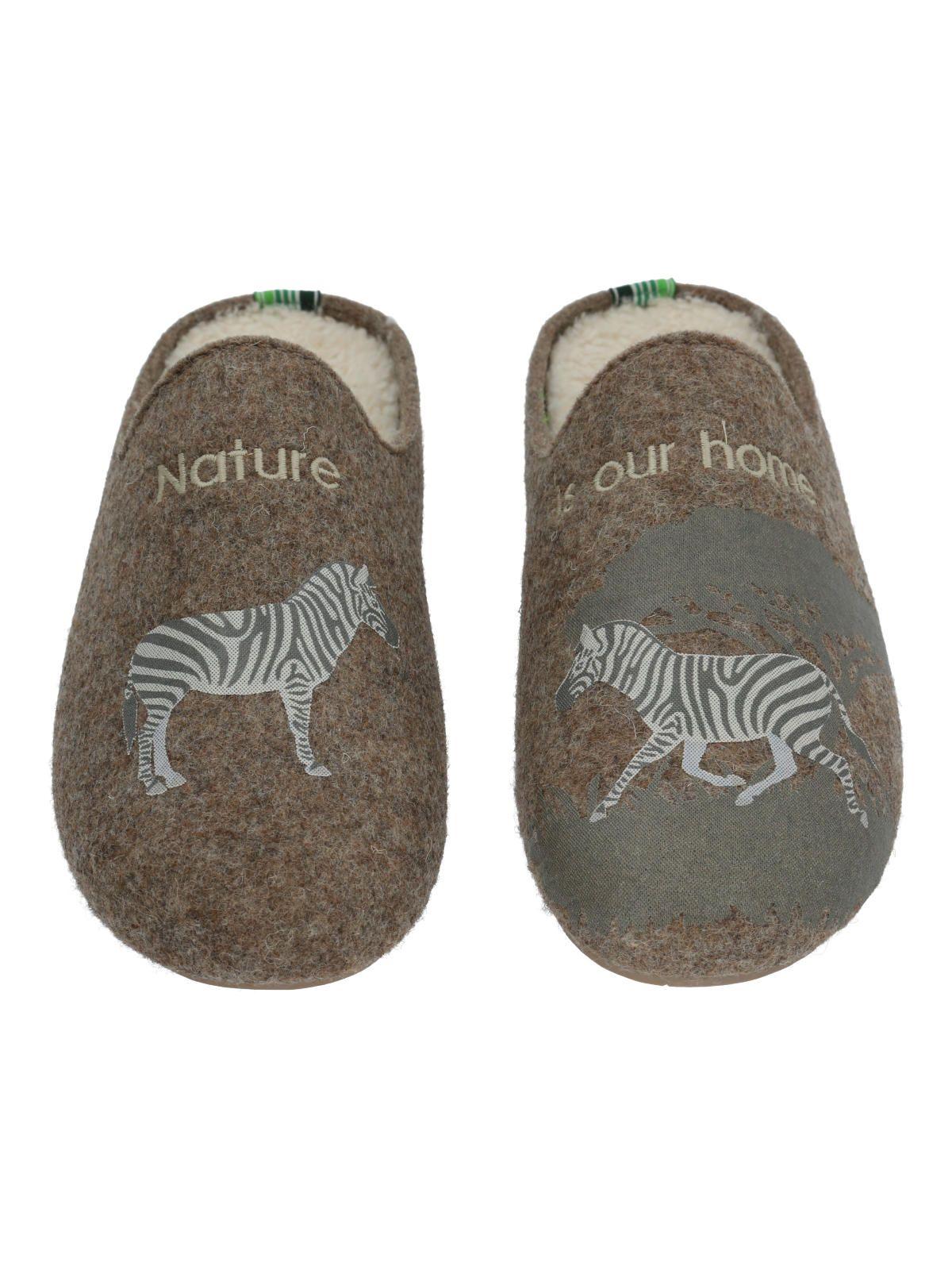 Pantufla Fibra Reciclad Unisex Slip Zebra Café-1