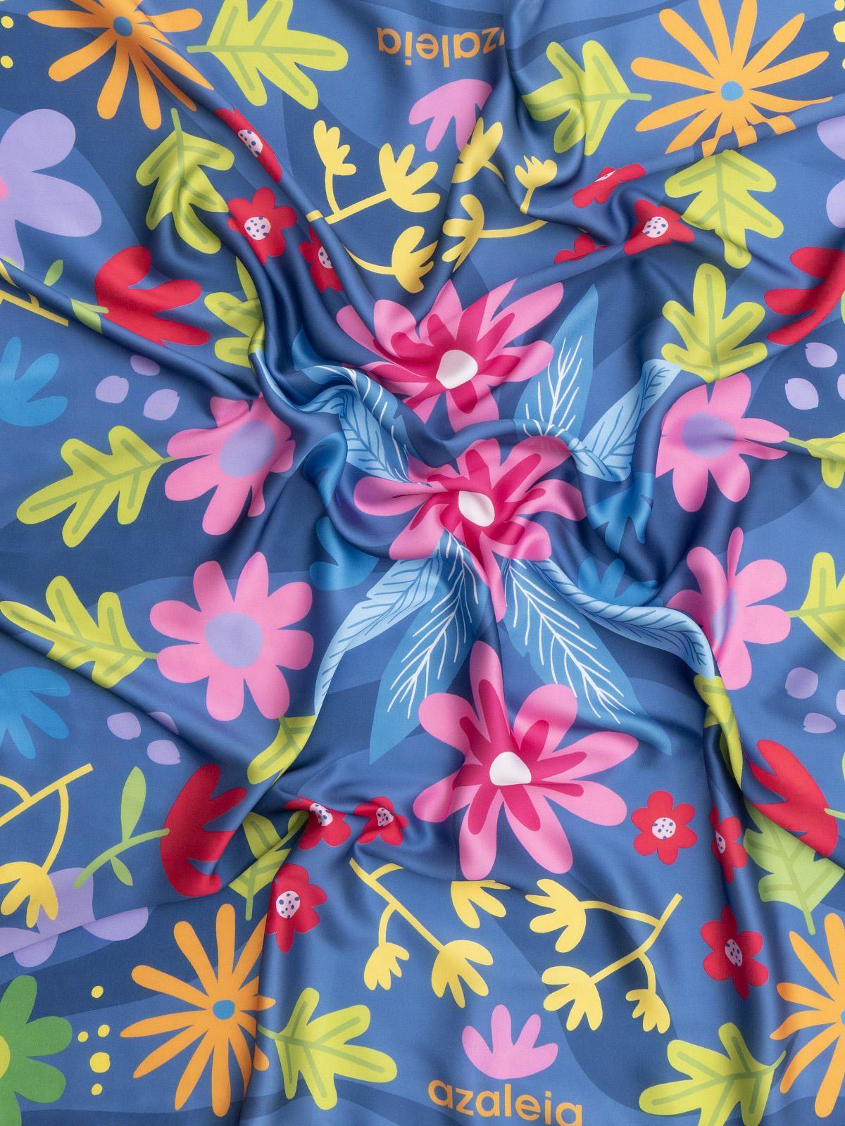 Pañuelo Azul Flowers Mujer-2