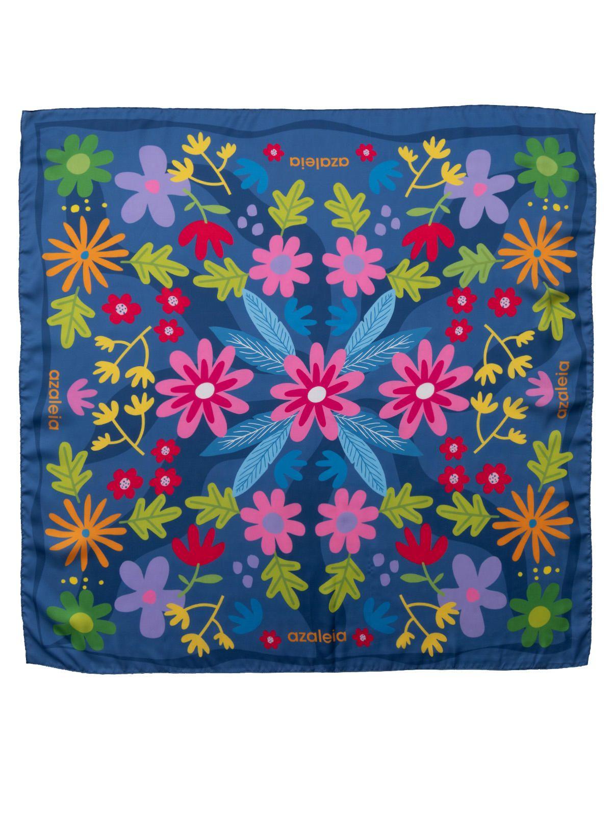 Pañuelo Azul Flowers Mujer-3