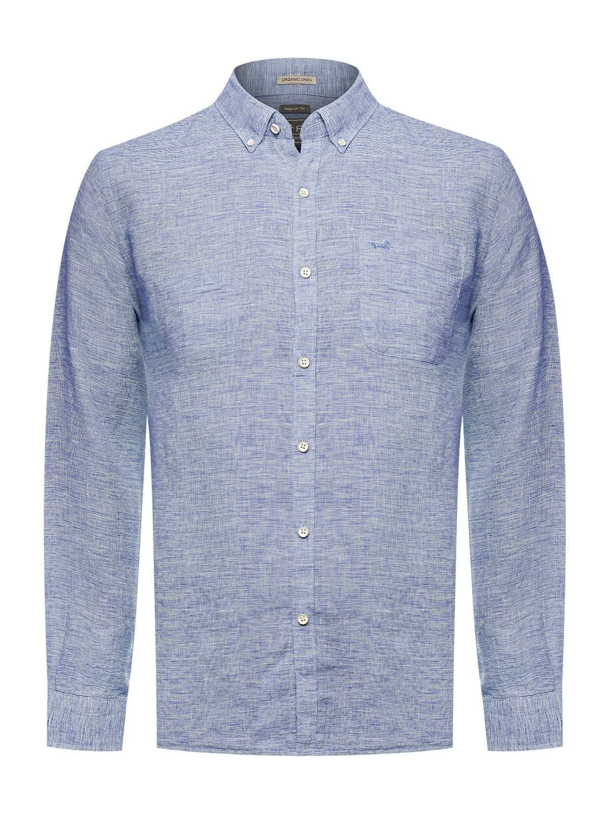 Camisa Lino Orgánico Hombre Linentex Azul-0