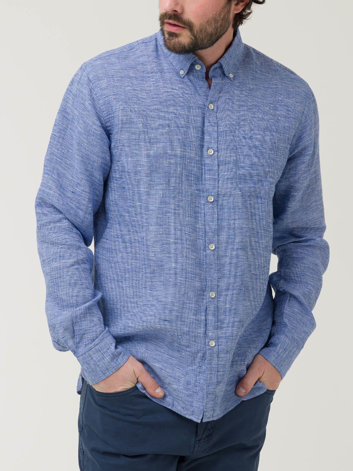 Camisa Lino Orgánico Hombre Linentex Azul-4