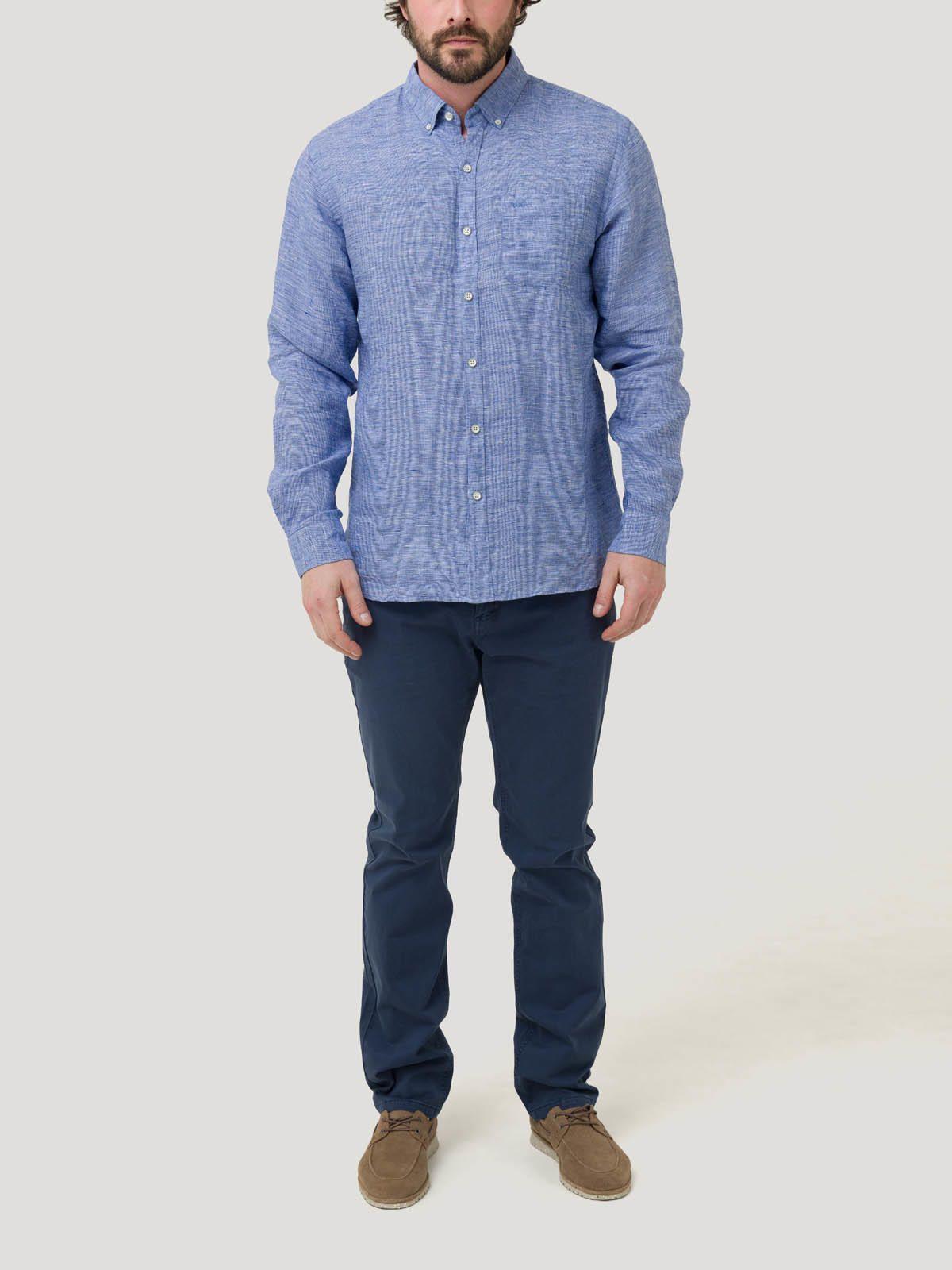 Camisa Lino Orgánico Hombre Linentex Azul-7