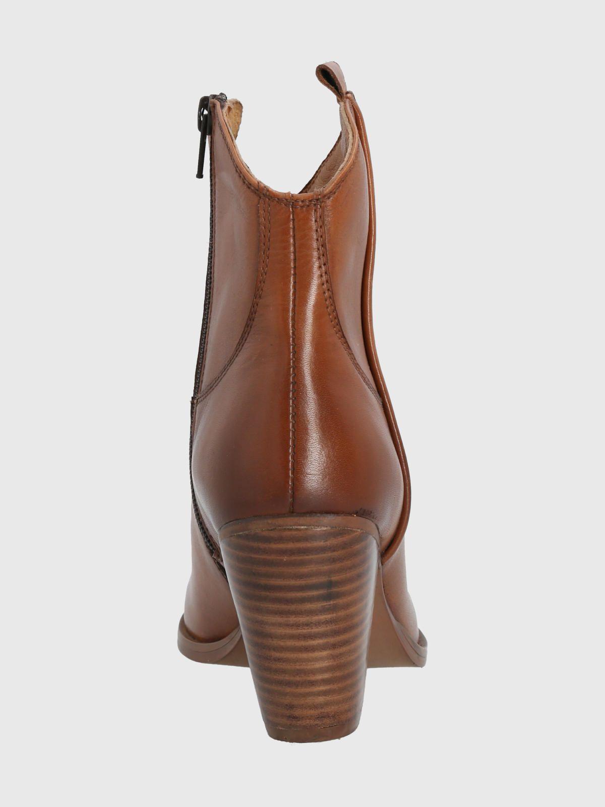 Botín Cuero Café Claro Mujer Vanna -5