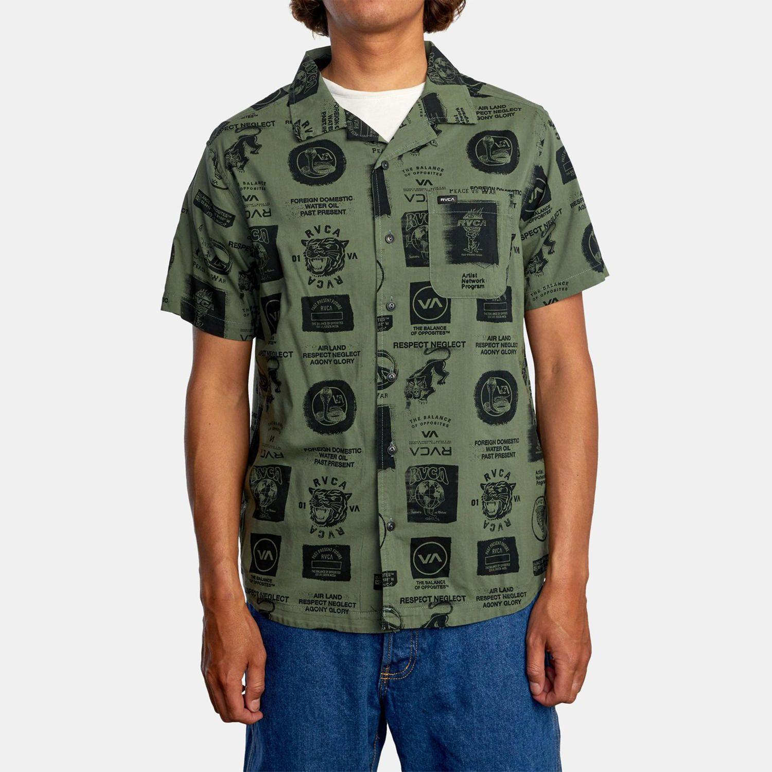 Camisa M/C Hombre Recon Collage Verde-0