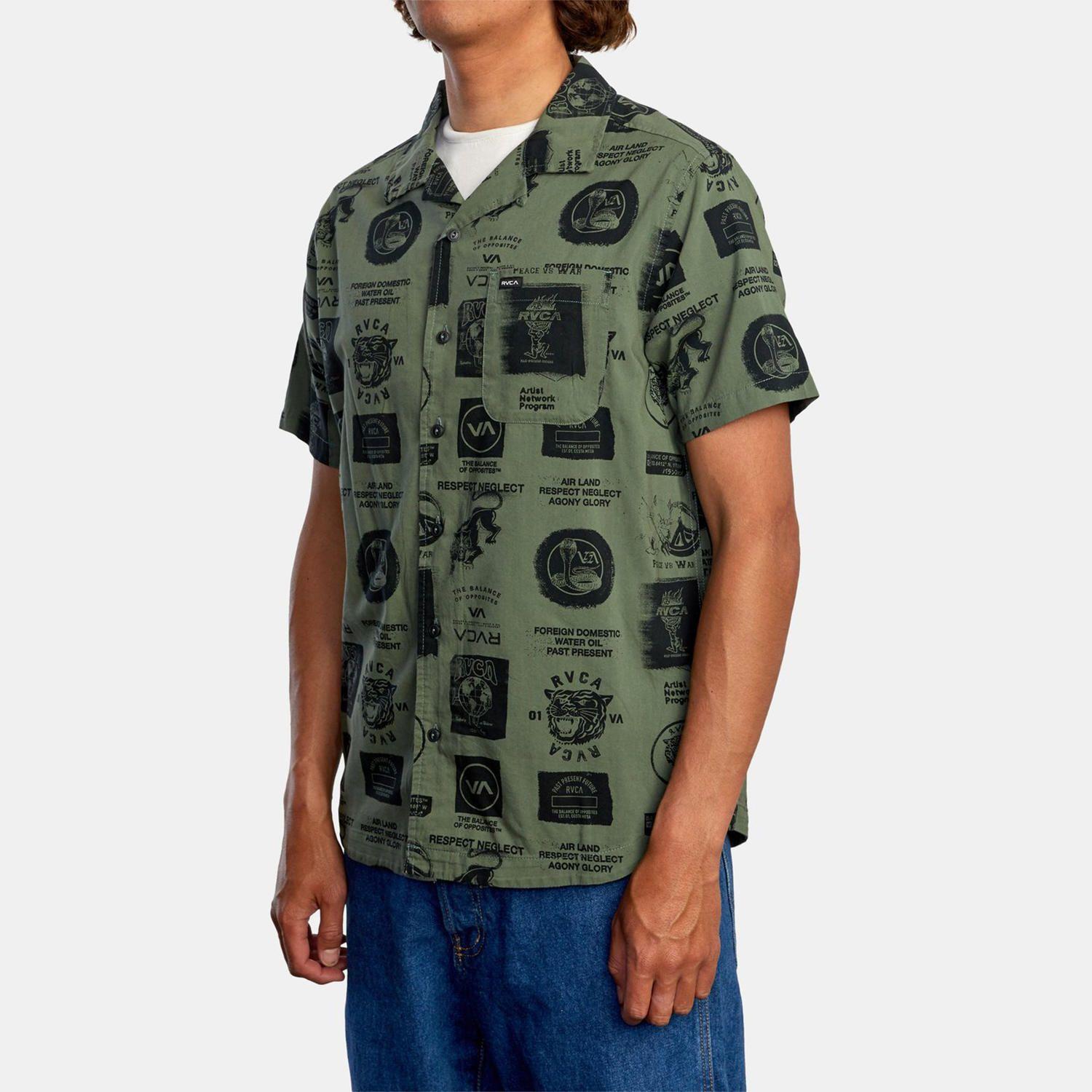 Camisa M/C Hombre Recon Collage Verde-3