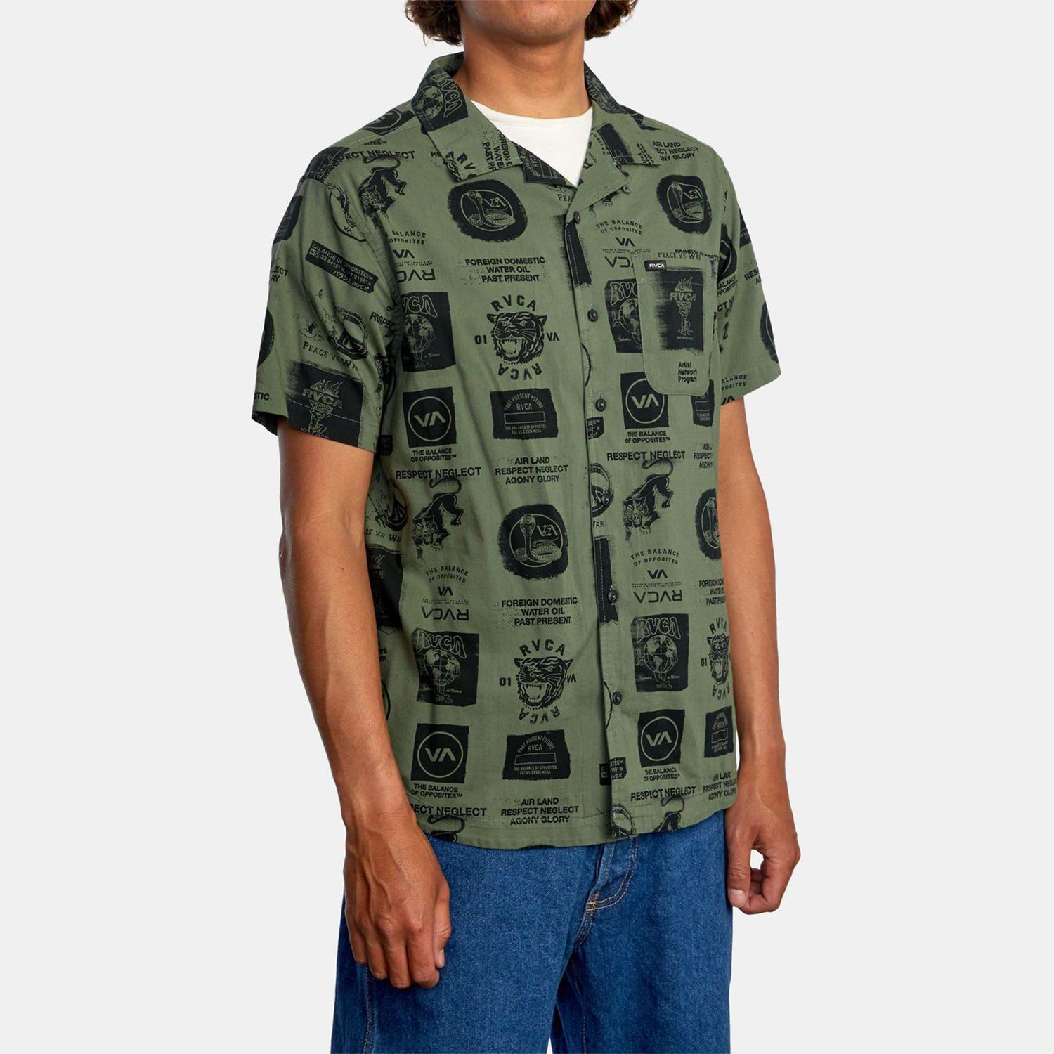 Camisa M/C Hombre Recon Collage Verde-4