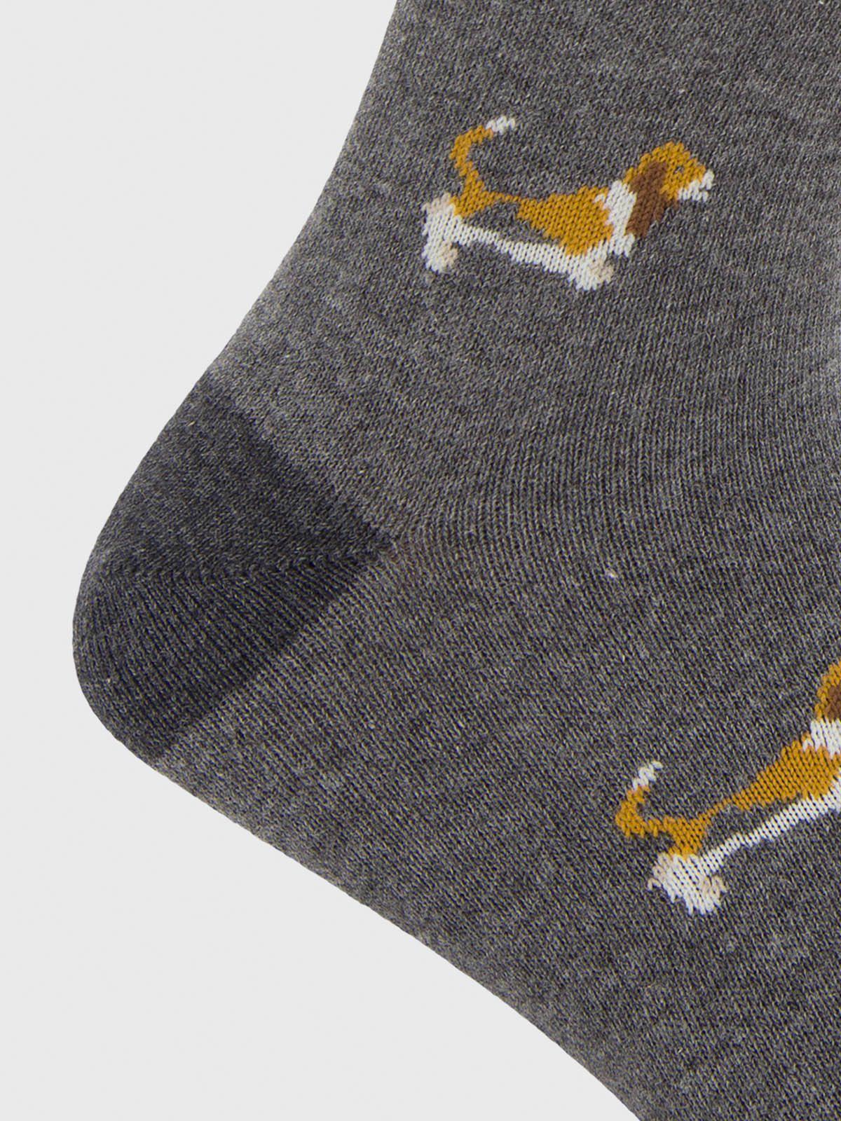 Calcetin Algodón Hombre Cuff Basset Gris-2