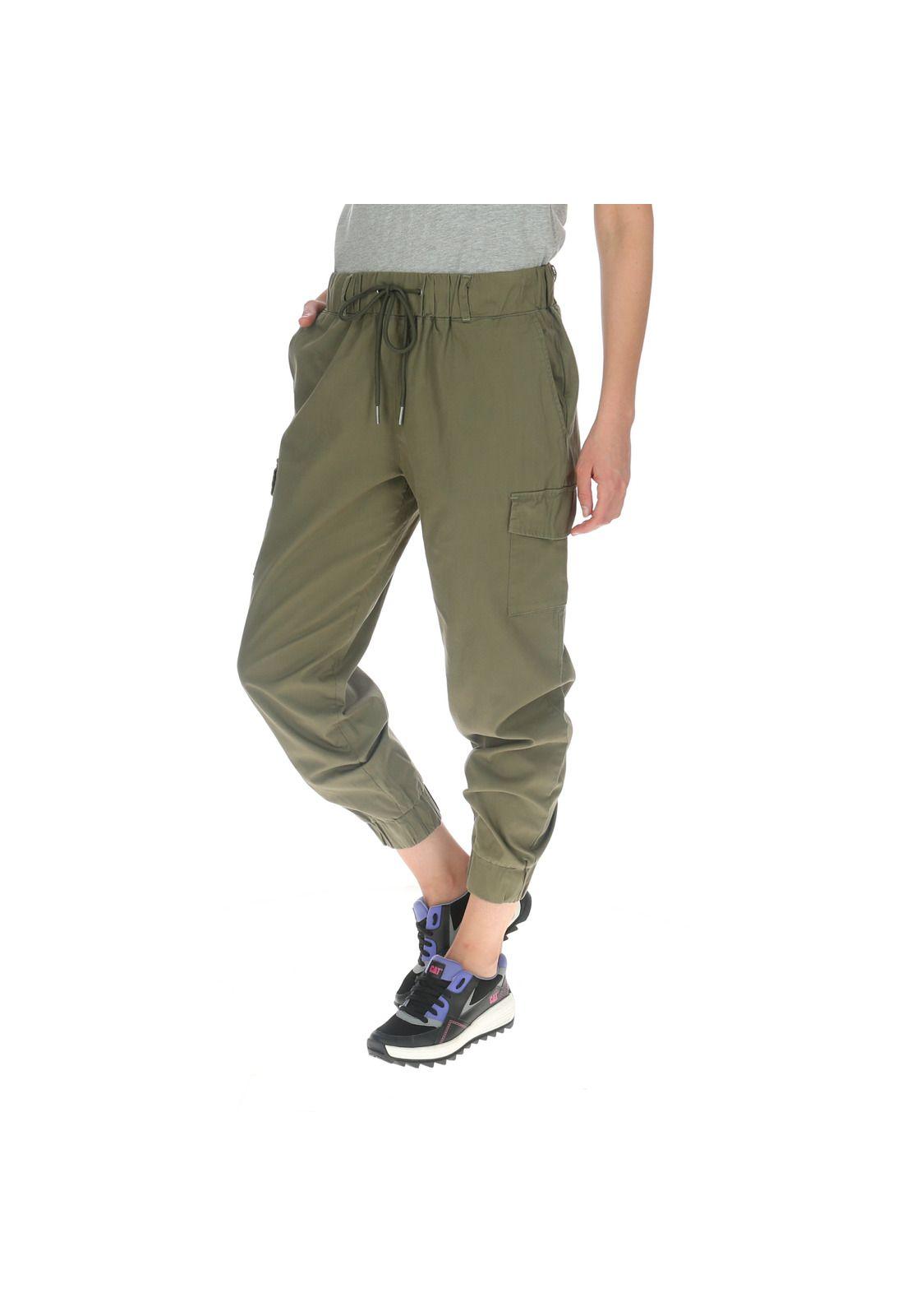 Pantalón Mujer Foundation Cargo Jogger Verde-1