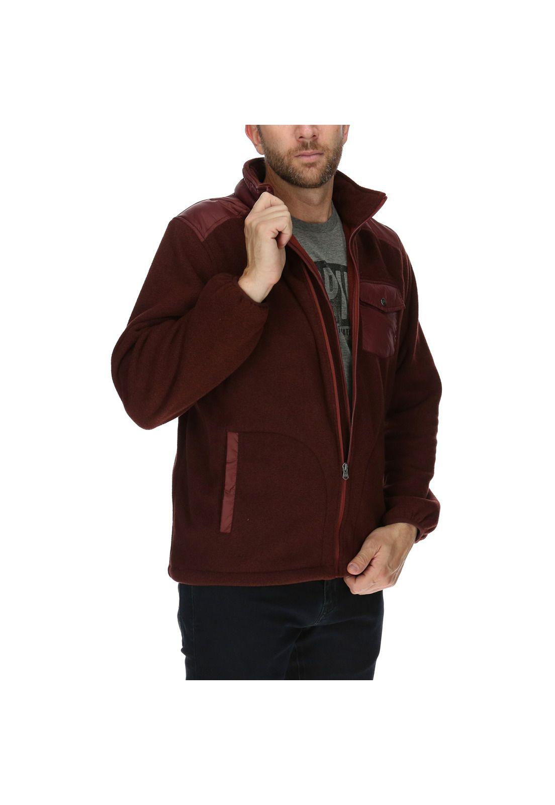 Polar Hombre Pocket Fleece Jacket Algodón Burdeo-3