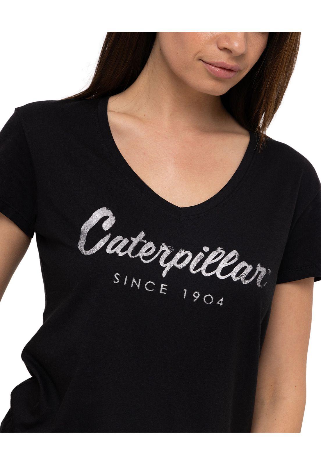 Polera M/C Script V Neck Te Negro Mujer-3