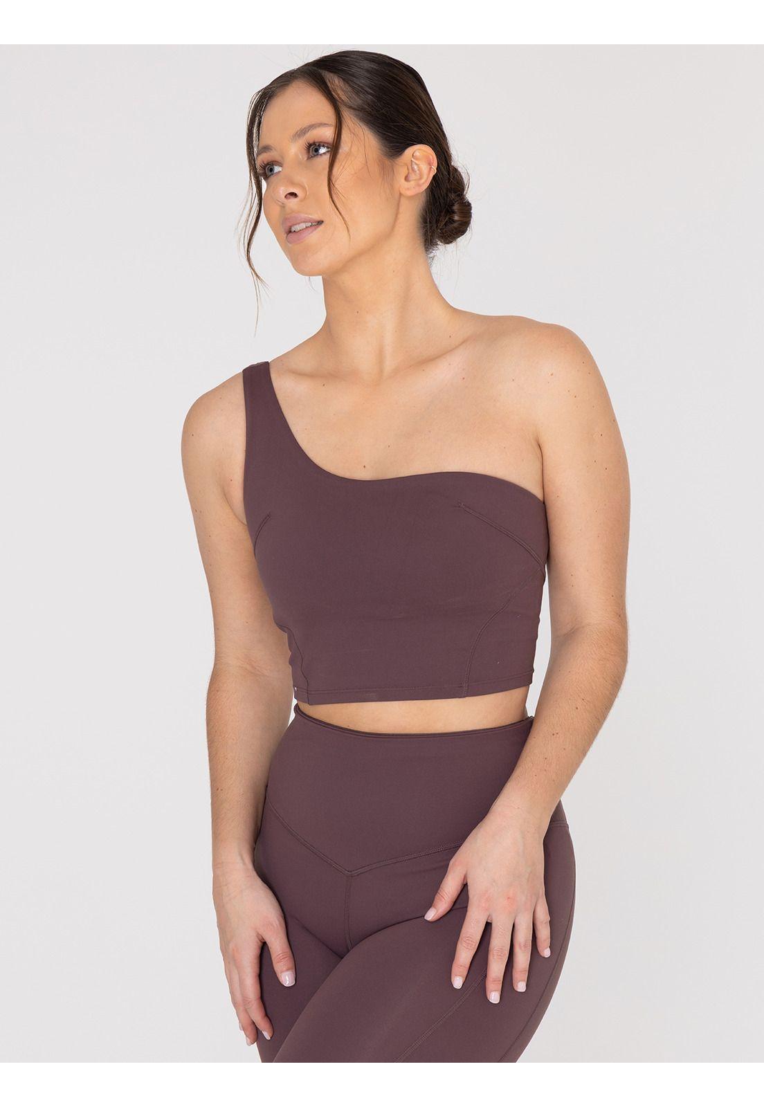 Peto deportivo Asymmetric Crop T Café-0