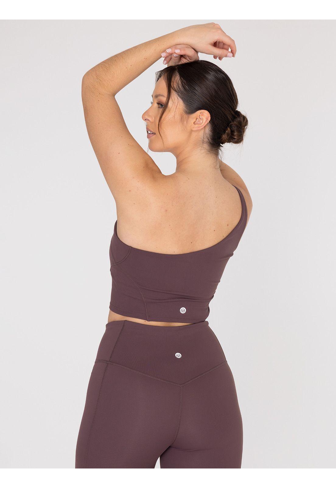 Peto deportivo Asymmetric Crop T Café-1