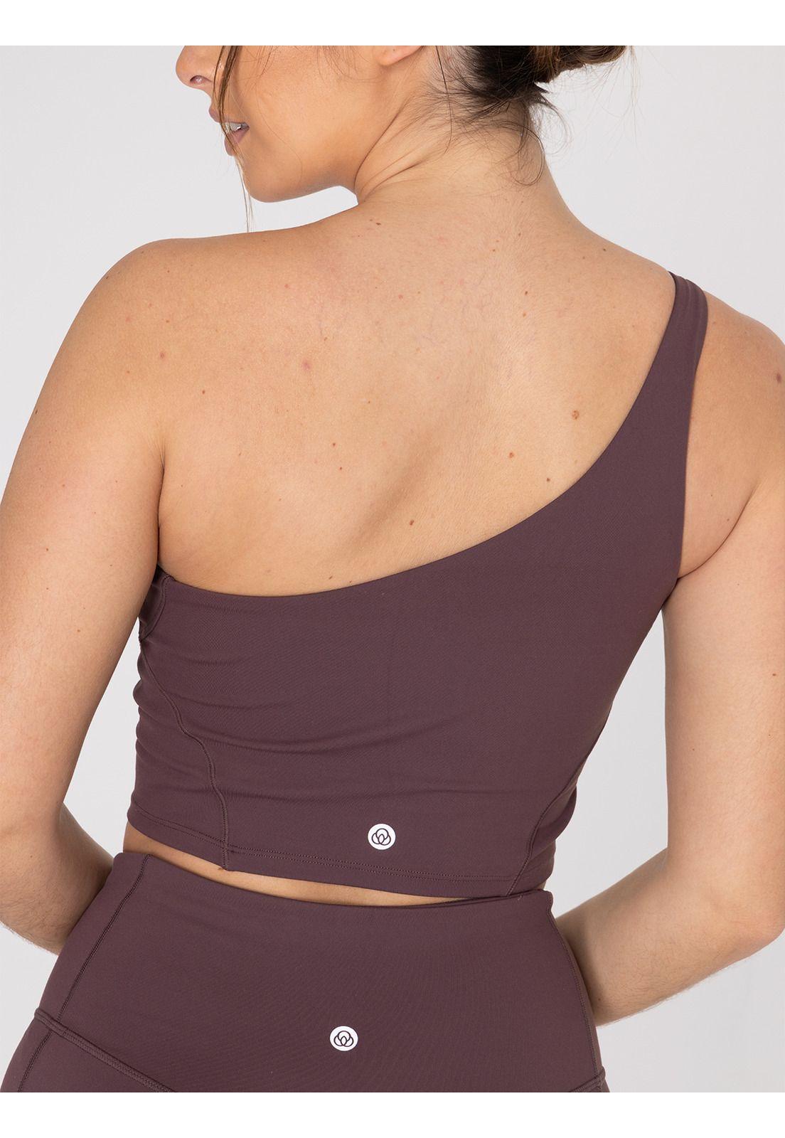Peto deportivo Asymmetric Crop T Café-3