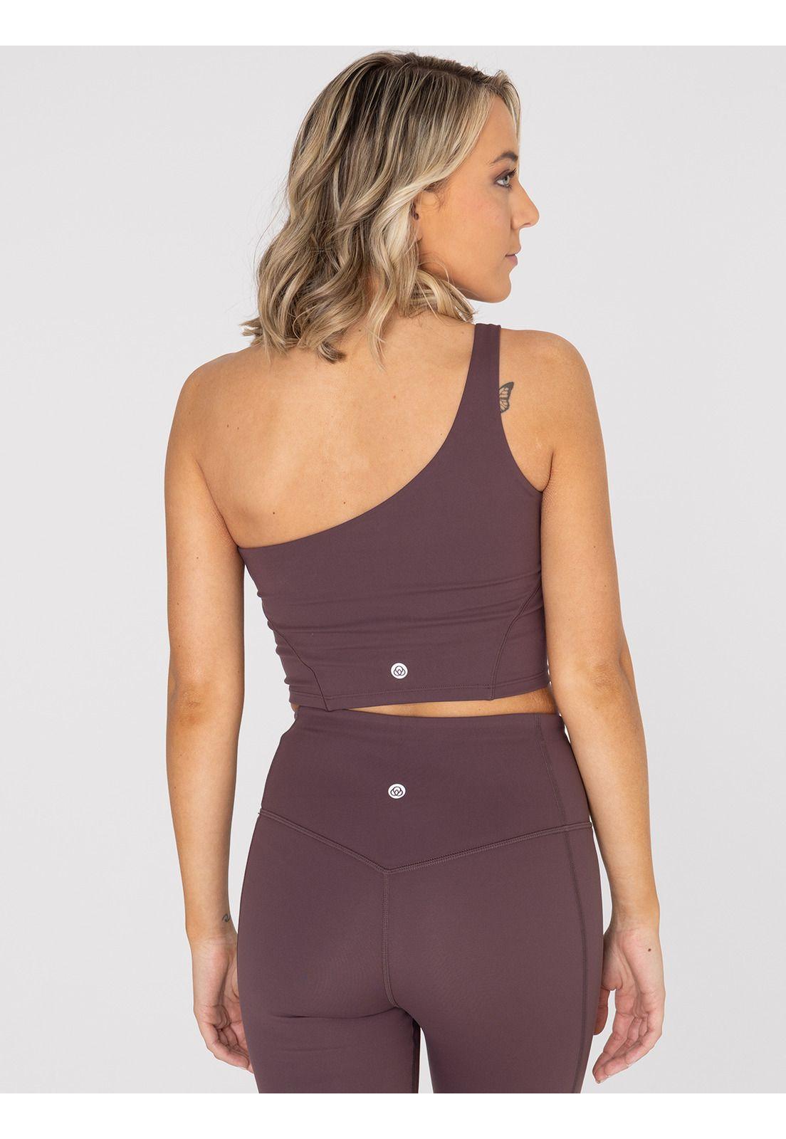 Peto deportivo Asymmetric Crop T Café-5