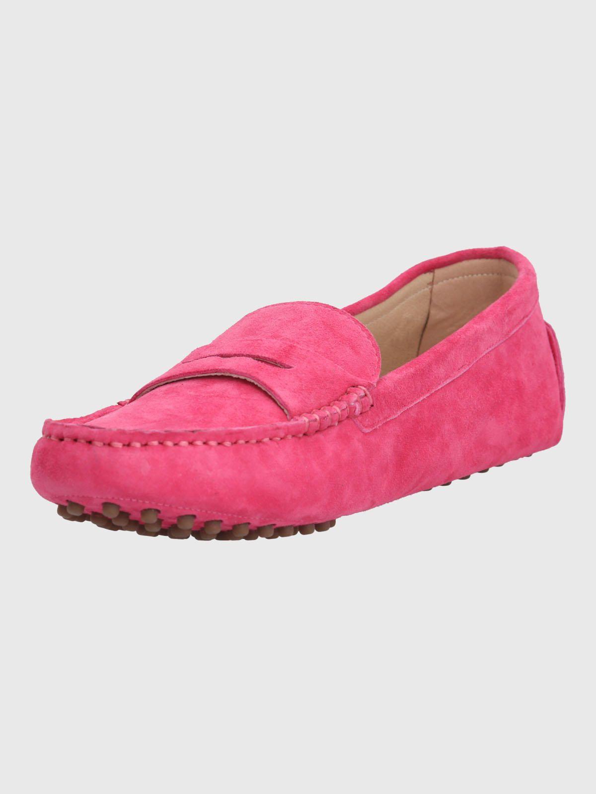 Mocasin Cuero Mujer Band Rosado-4
