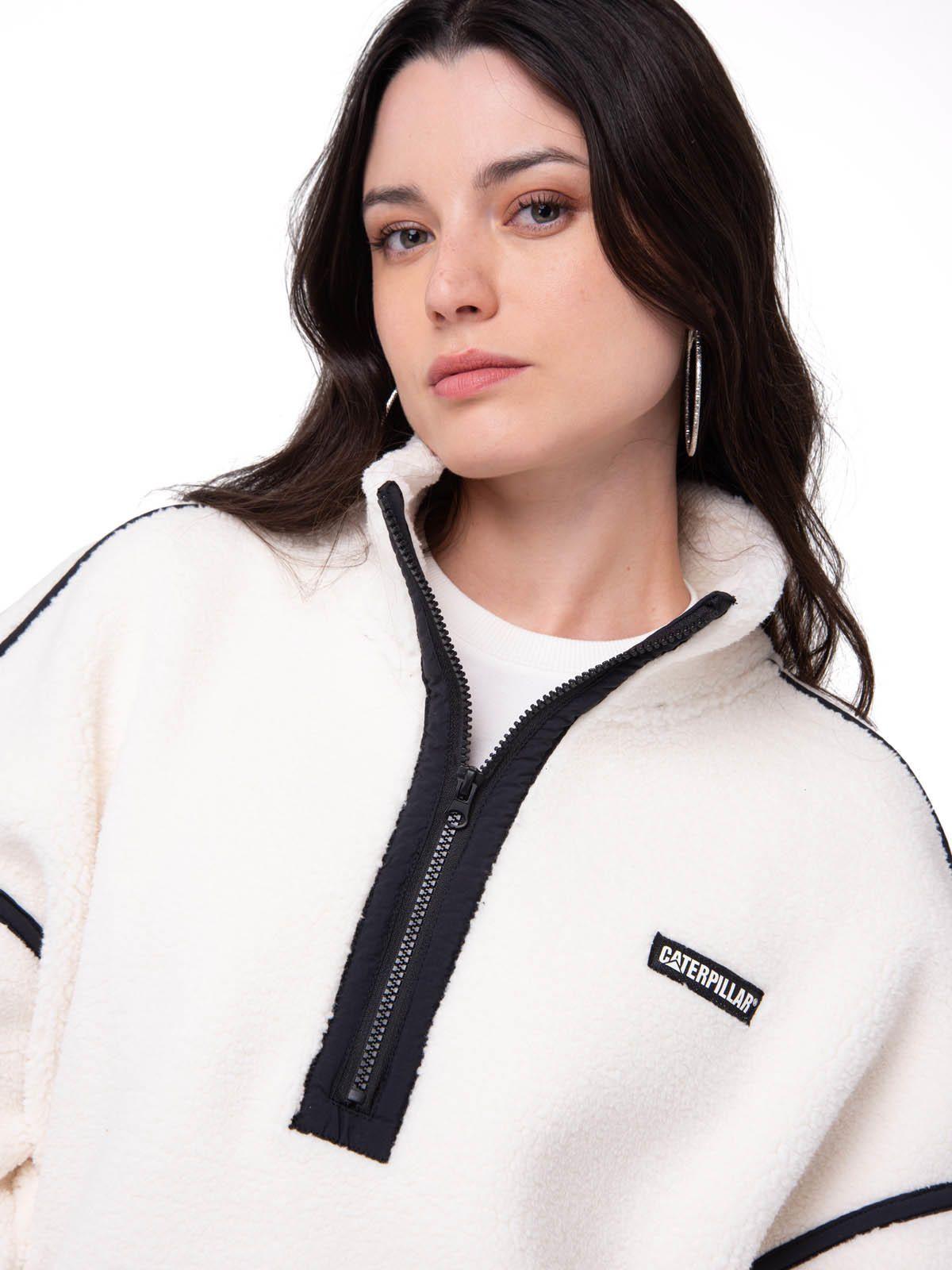 Polar Mujer Relaxed Half Zip Blanco-3