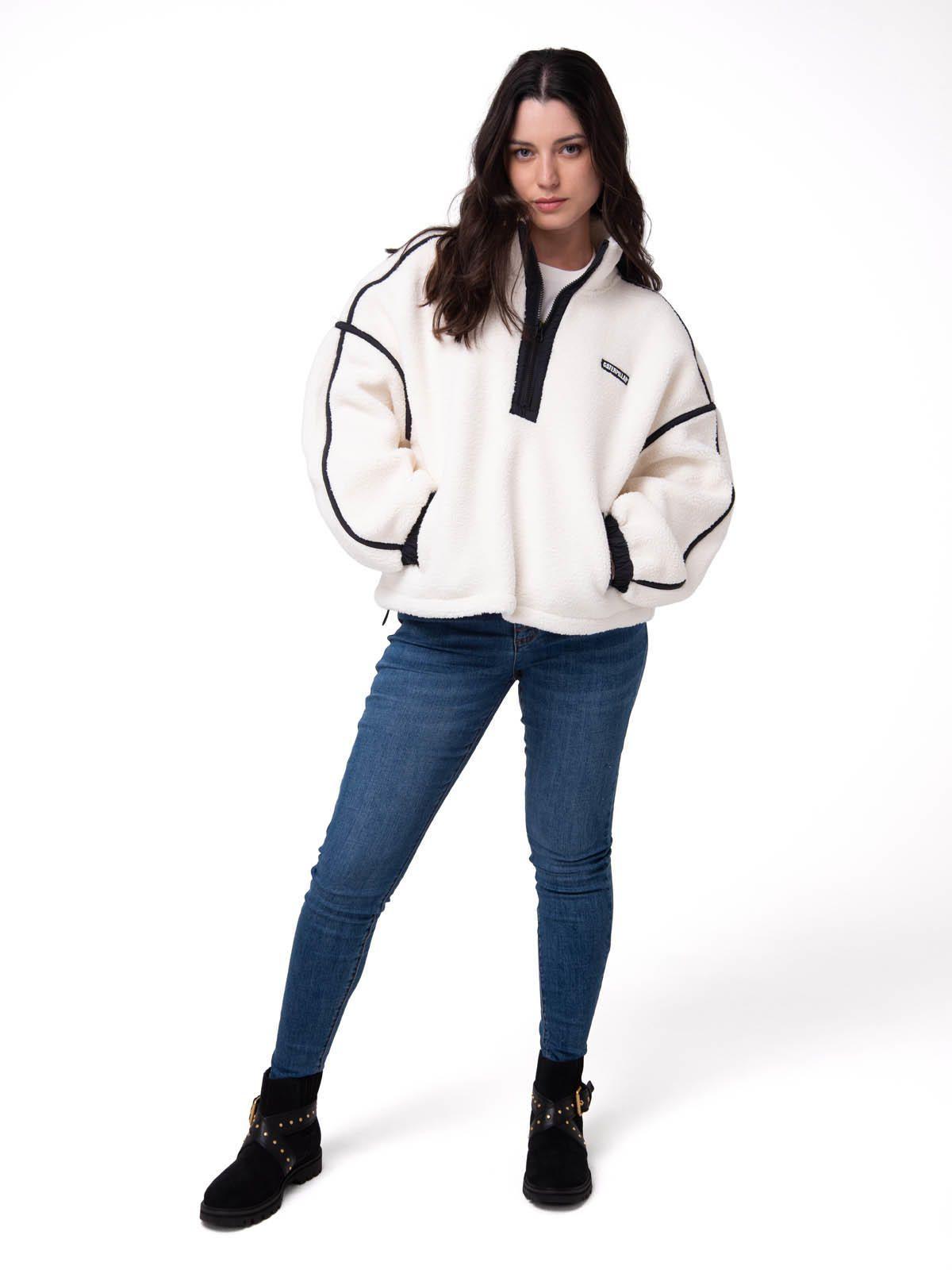 Polar Mujer Relaxed Half Zip Blanco-4