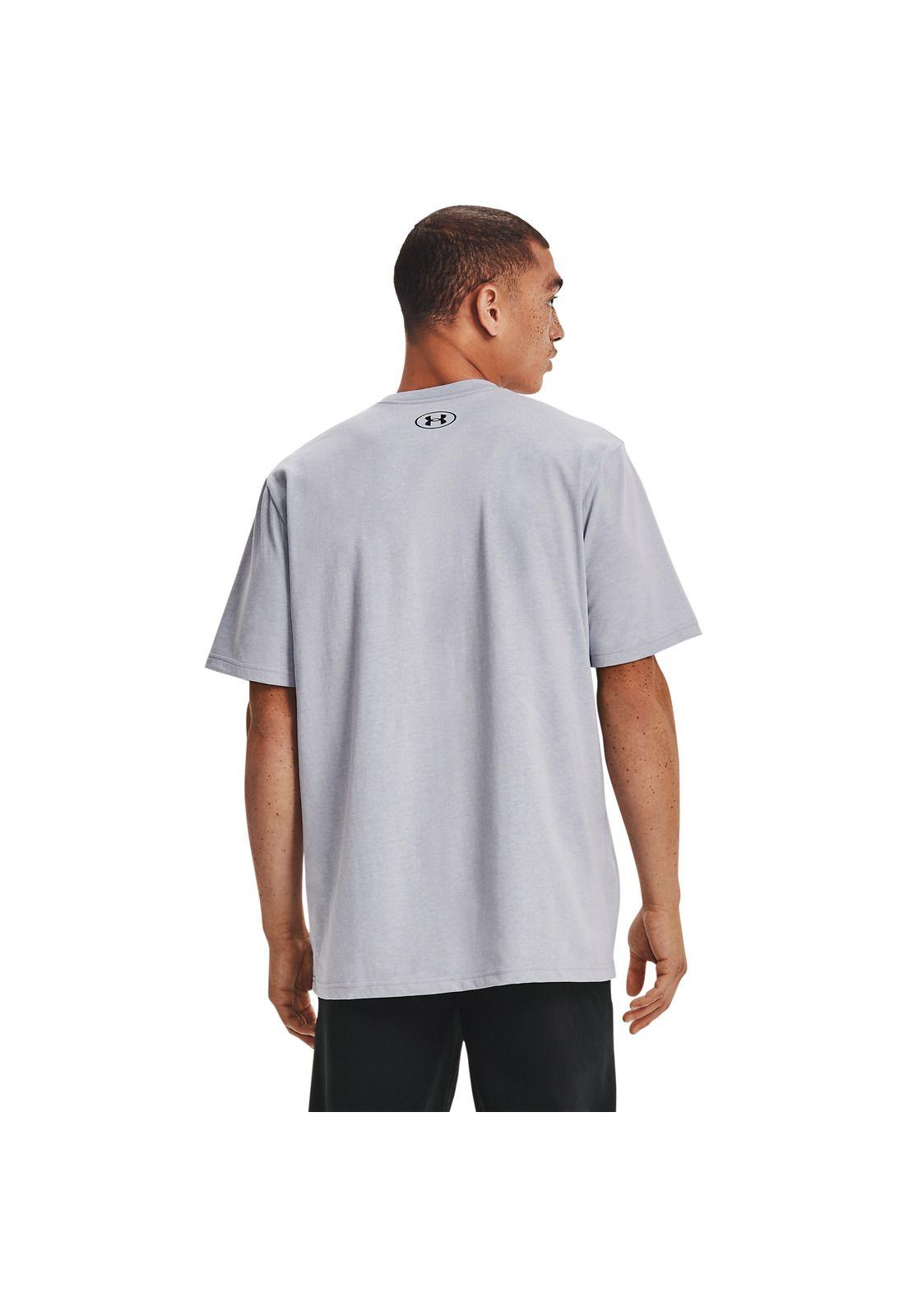Polera manga corta UA AMB Camo Boxed Logo hombre Gris-5