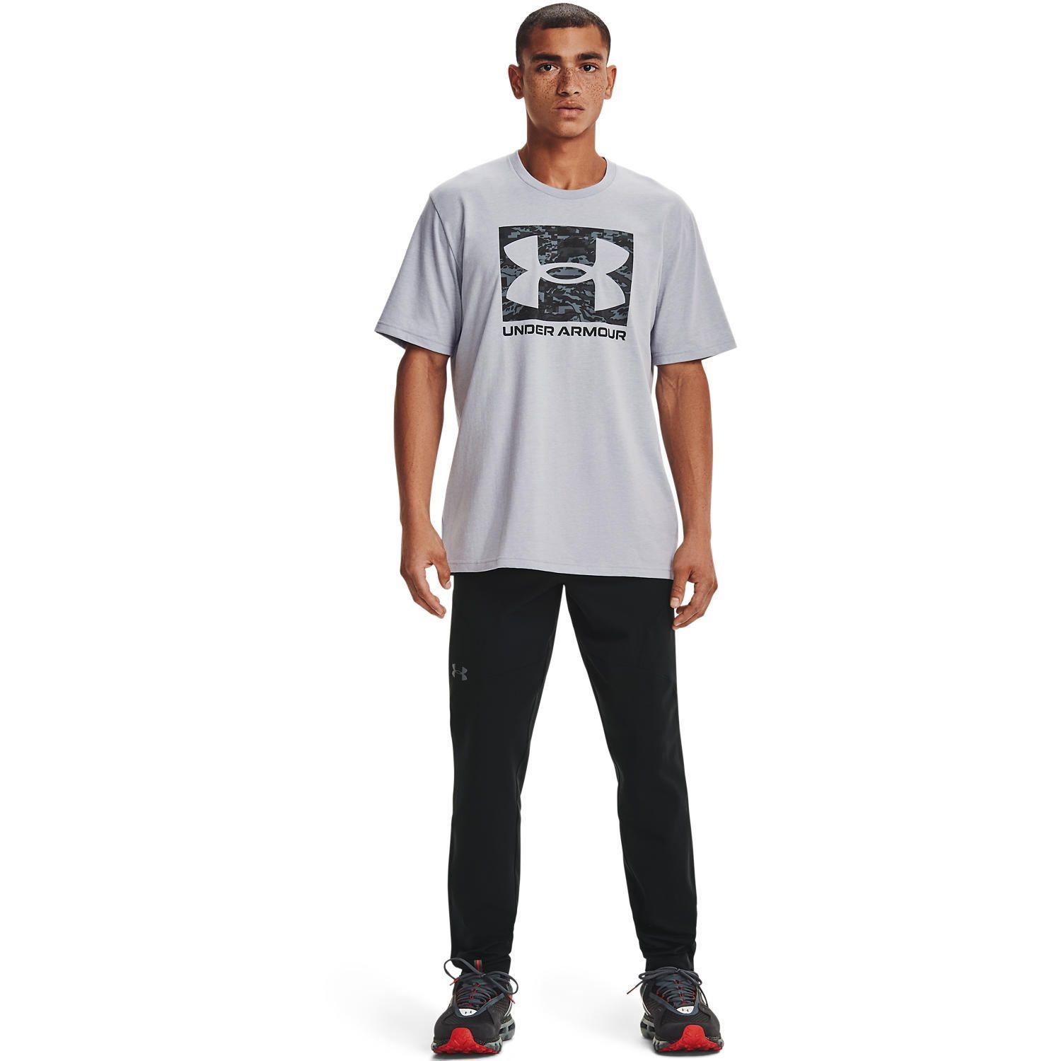 Polera manga corta UA AMB Camo Boxed Logo hombre Gris-4