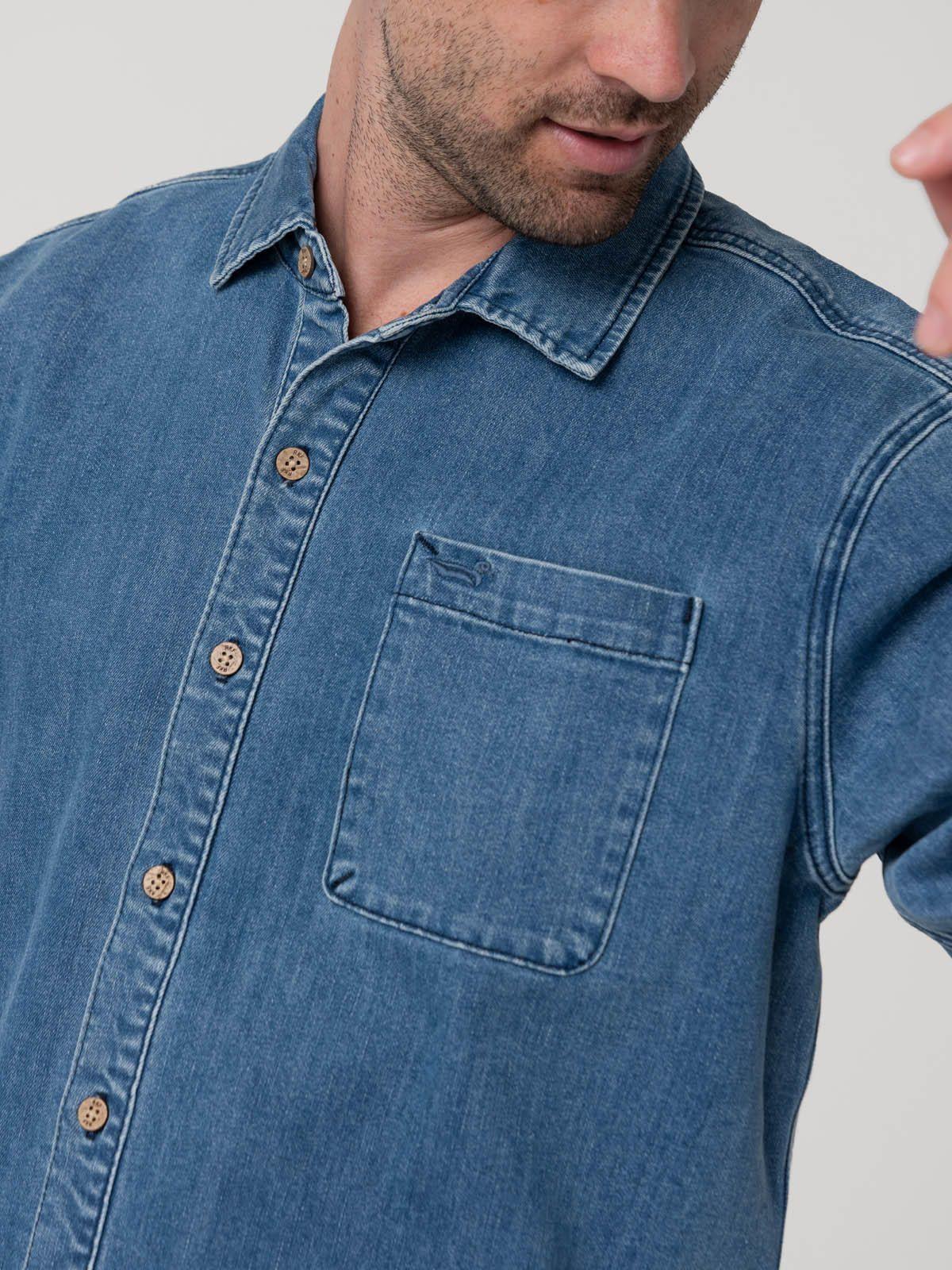Camisa Algodón Reciclado Hombre Denim Azul-6