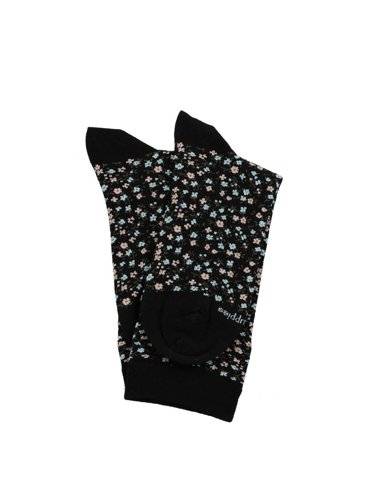 Calcetin Mujer C Cuff Allover Negro Algodón-2