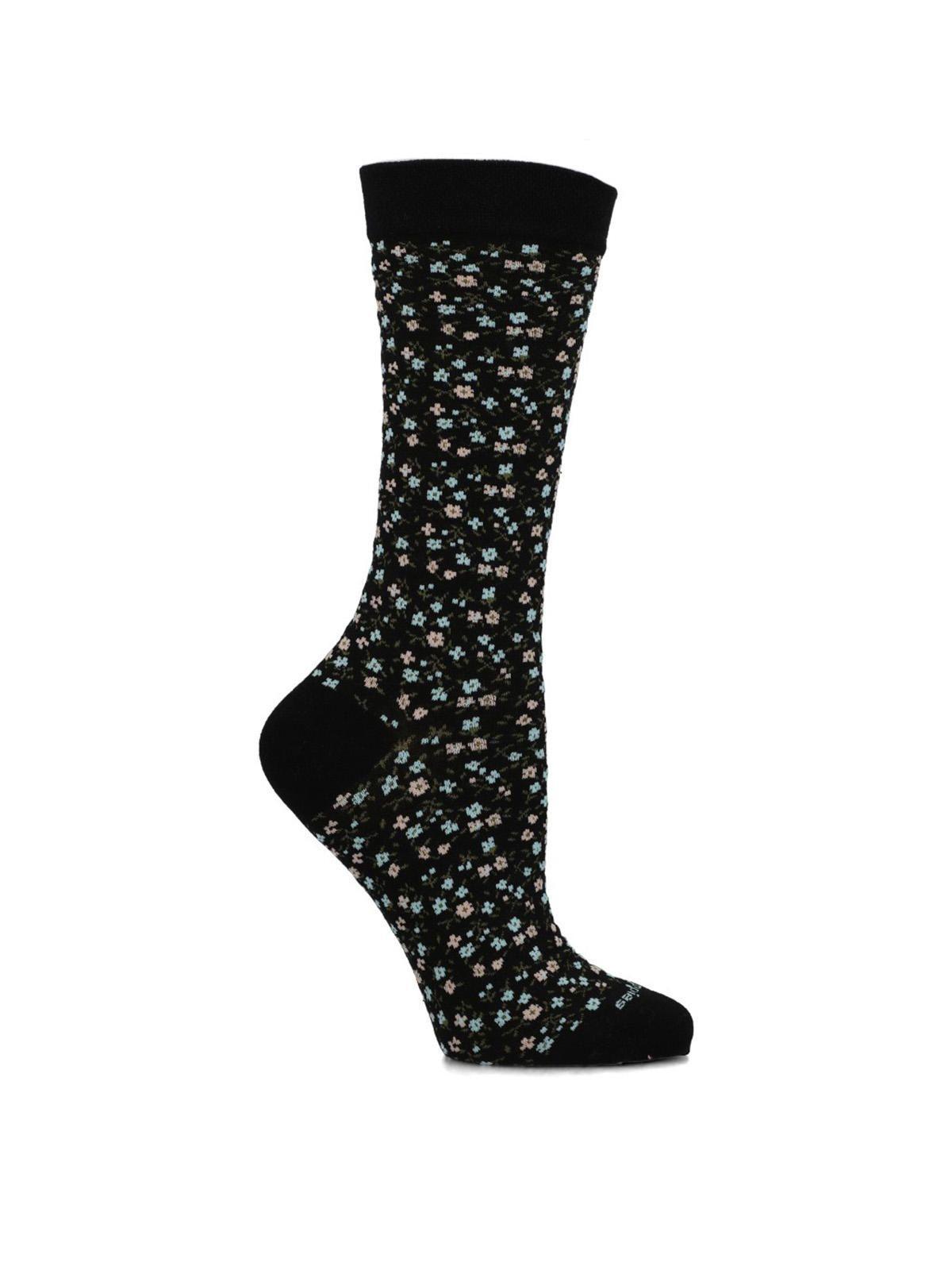 Calcetin Mujer C Cuff Allover Negro Algodón-0