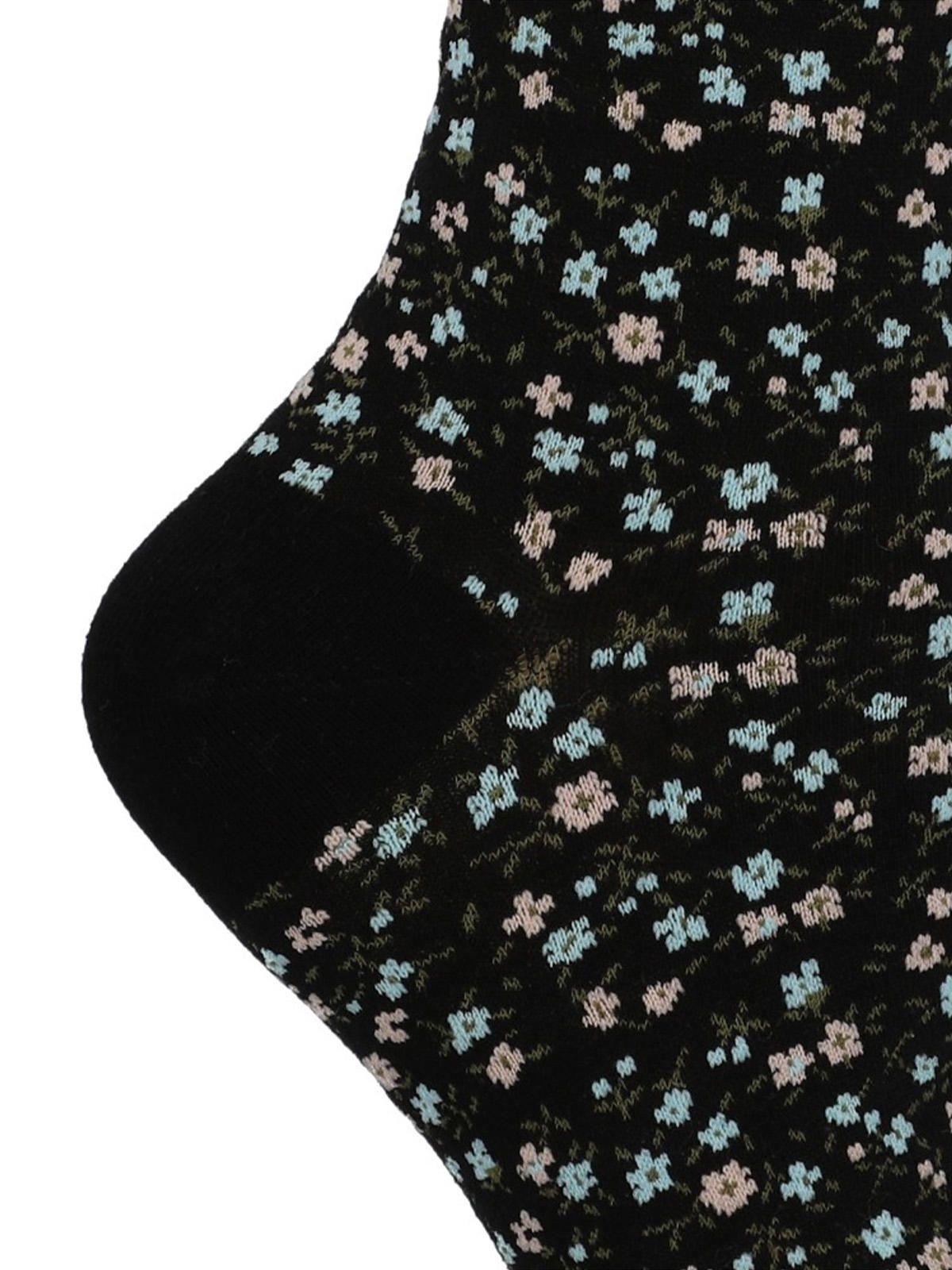 Calcetin Mujer C Cuff Allover Negro Algodón-1