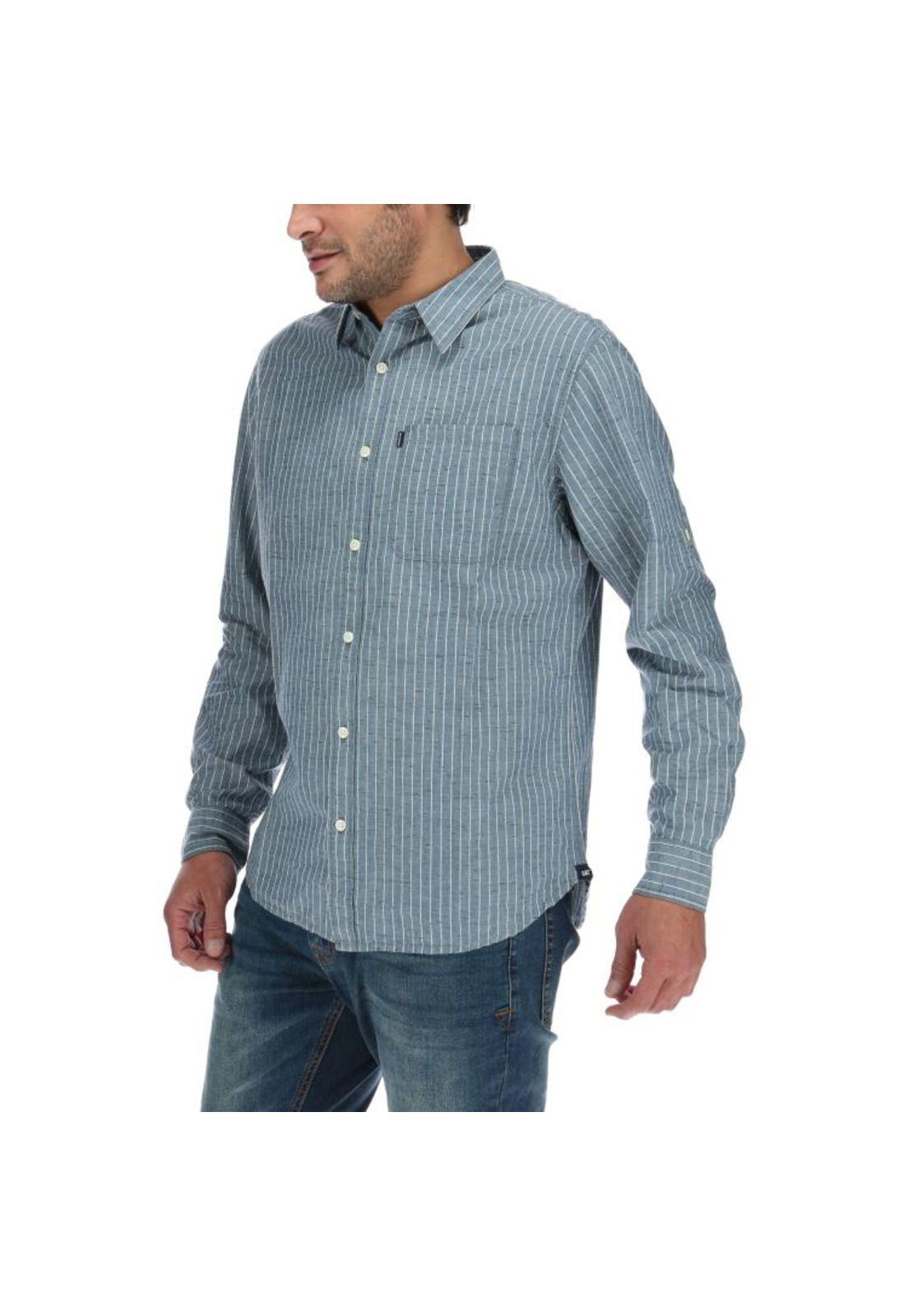 Camisa Ml Hombre Bradshaw Roll Sleeve L/S Shirt Azul-1