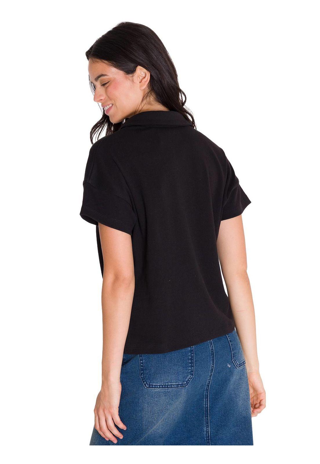 Polera Casual Notch Neck Polo Mujer Negra-3
