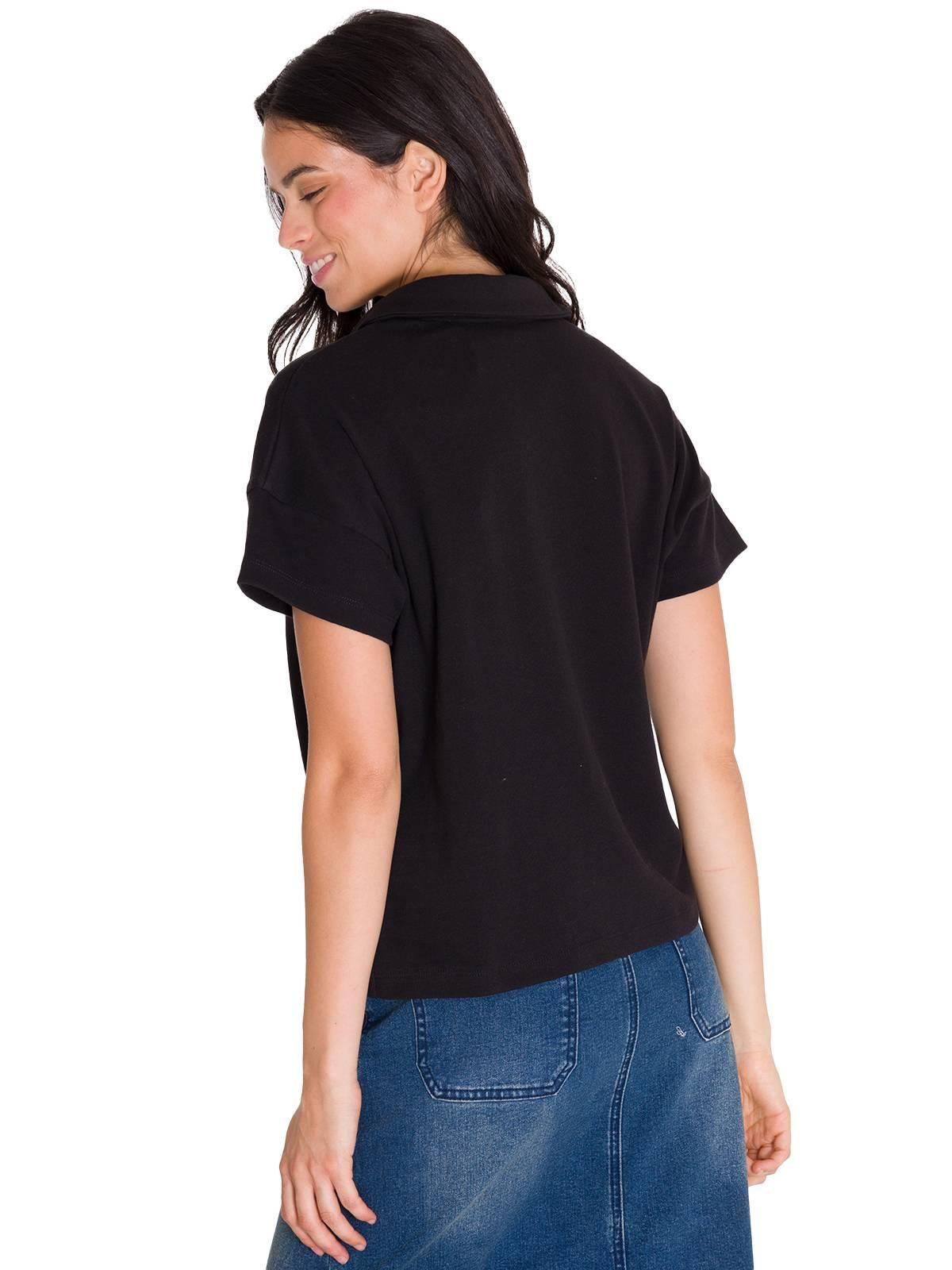 Polera Casual Notch Neck Polo Mujer Negra-3