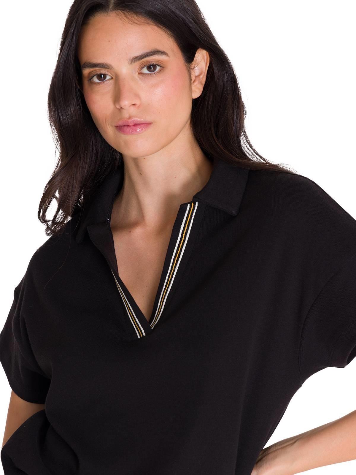 Polera Casual Notch Neck Polo Mujer Negra-4