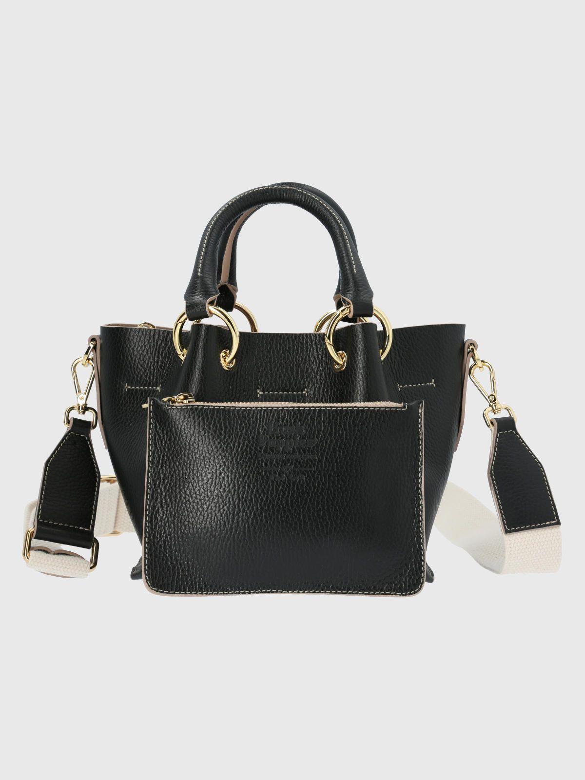 Cartera Italiana Cuero Benedetta Negro-4