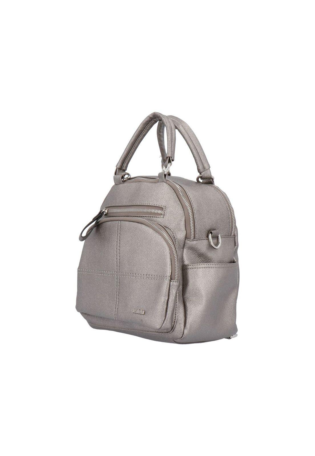 Cartera Mochila Convertible Luciana Casual Plateado-1