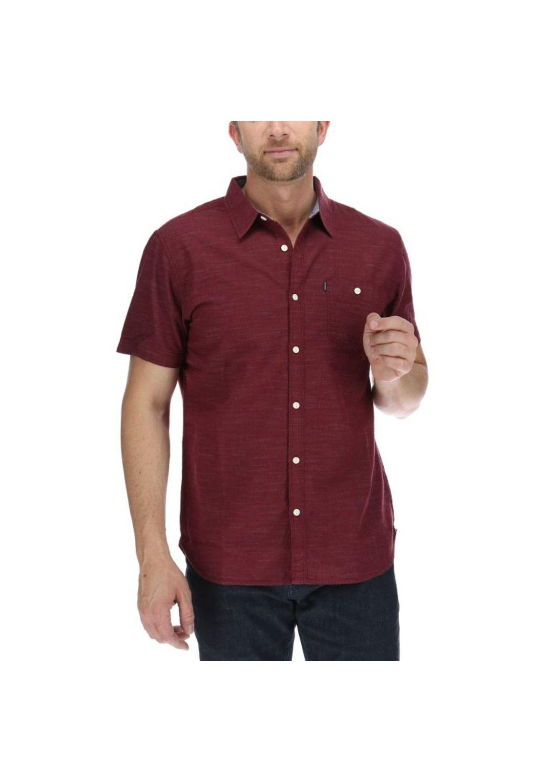 Camisa Mc Hombre Fields S/S Slub Shirt Burdeo-3