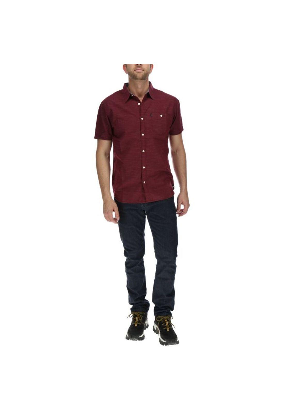 Camisa Mc Hombre Fields S/S Slub Shirt Burdeo-4
