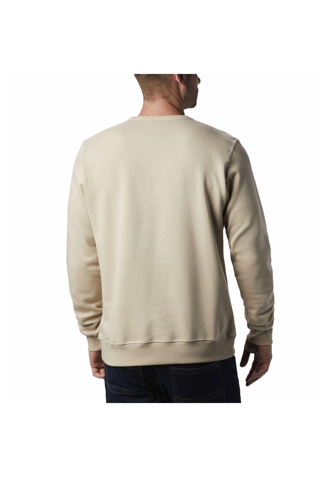 Poleron Hombre Logo Fleece Crew Beige-1