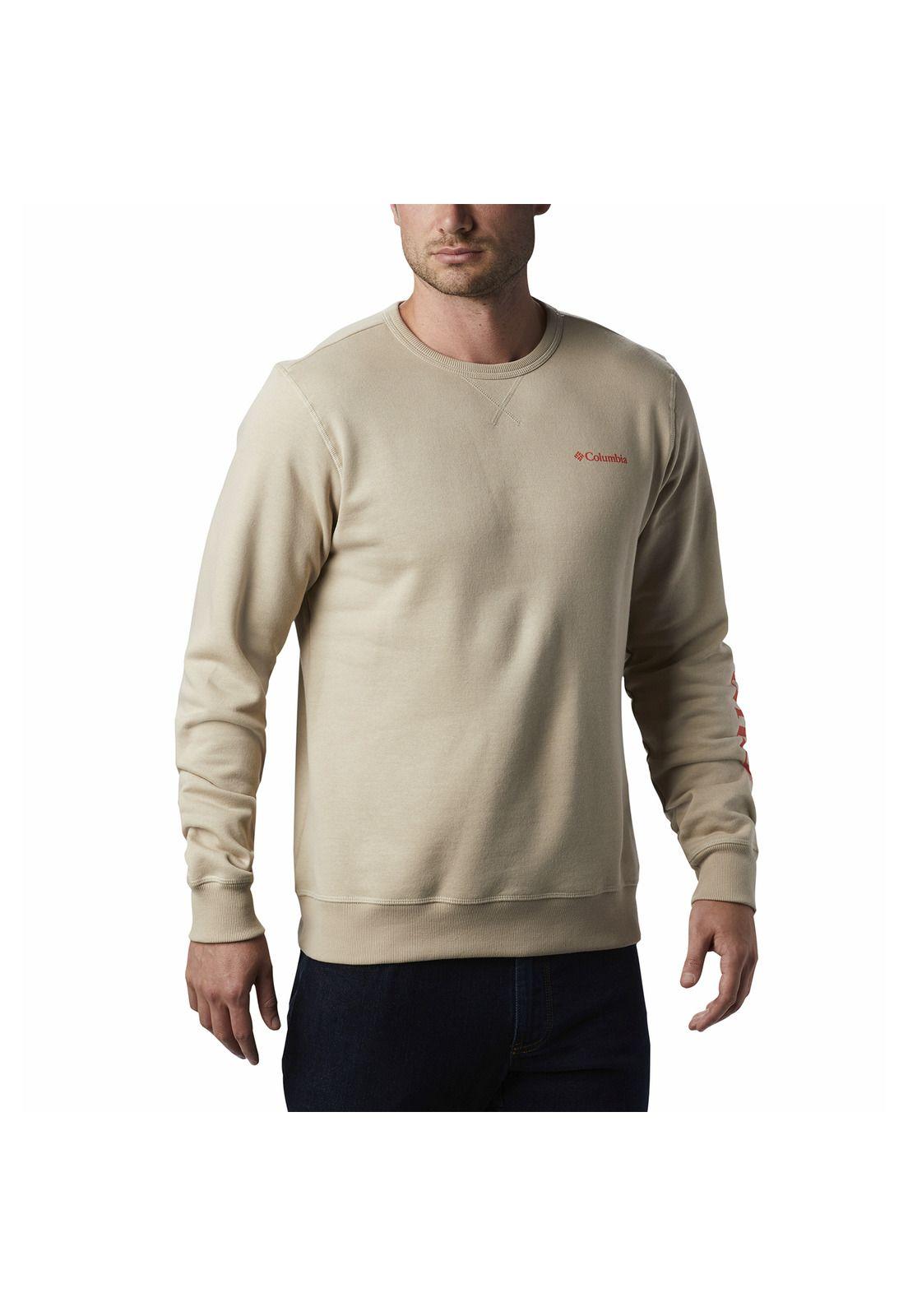 Poleron Hombre Logo Fleece Crew Beige-2