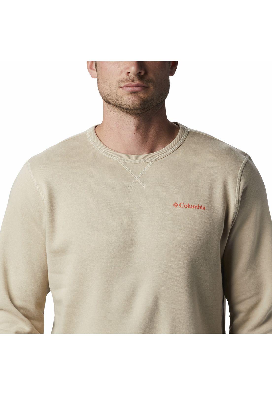 Poleron Hombre Logo Fleece Crew Beige-4