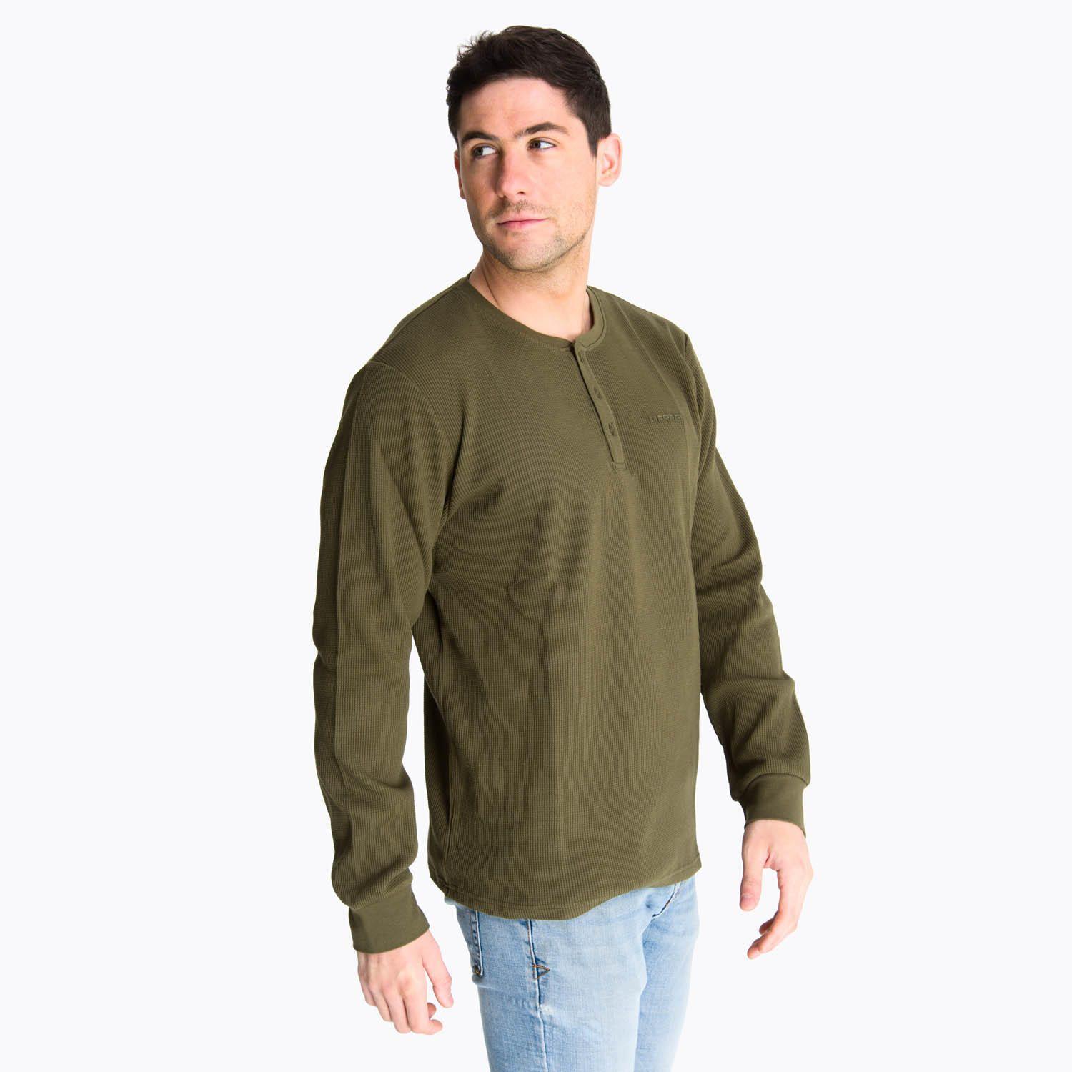 Polera Manga Larga Hombre Waffle Verde -1