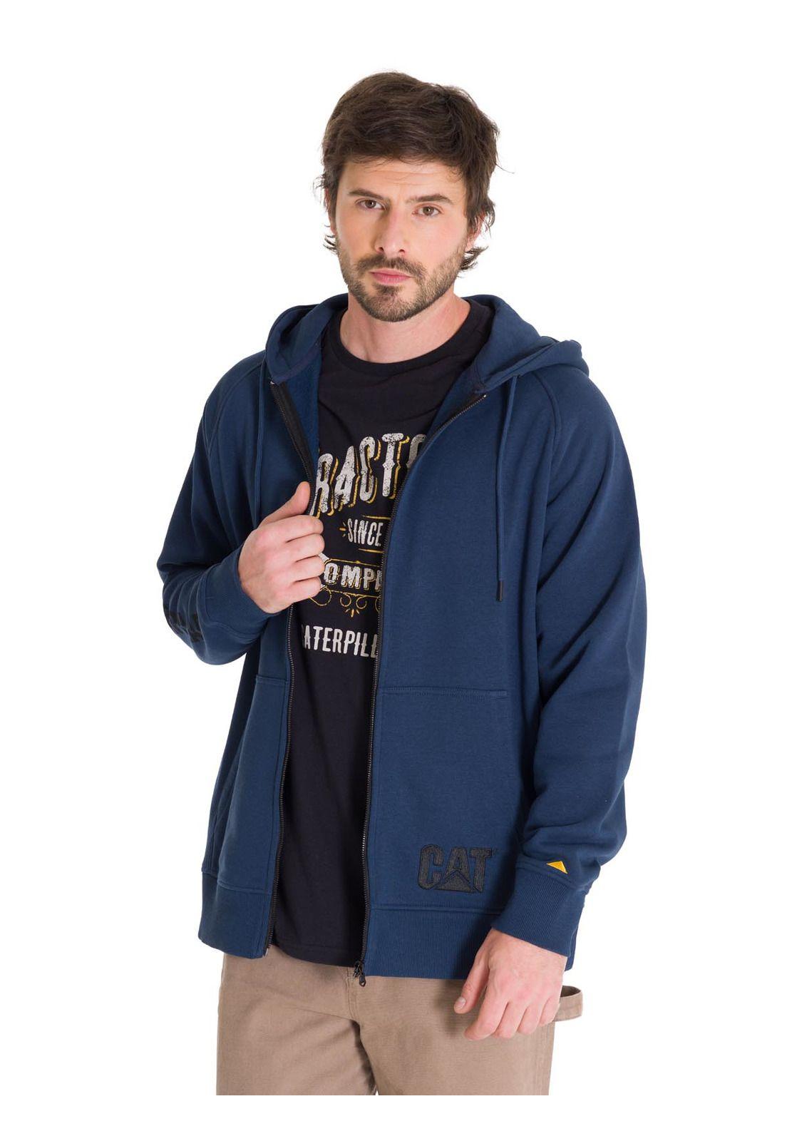 Polerón Fleece Full Zip Hombre Azul Petróleo-0
